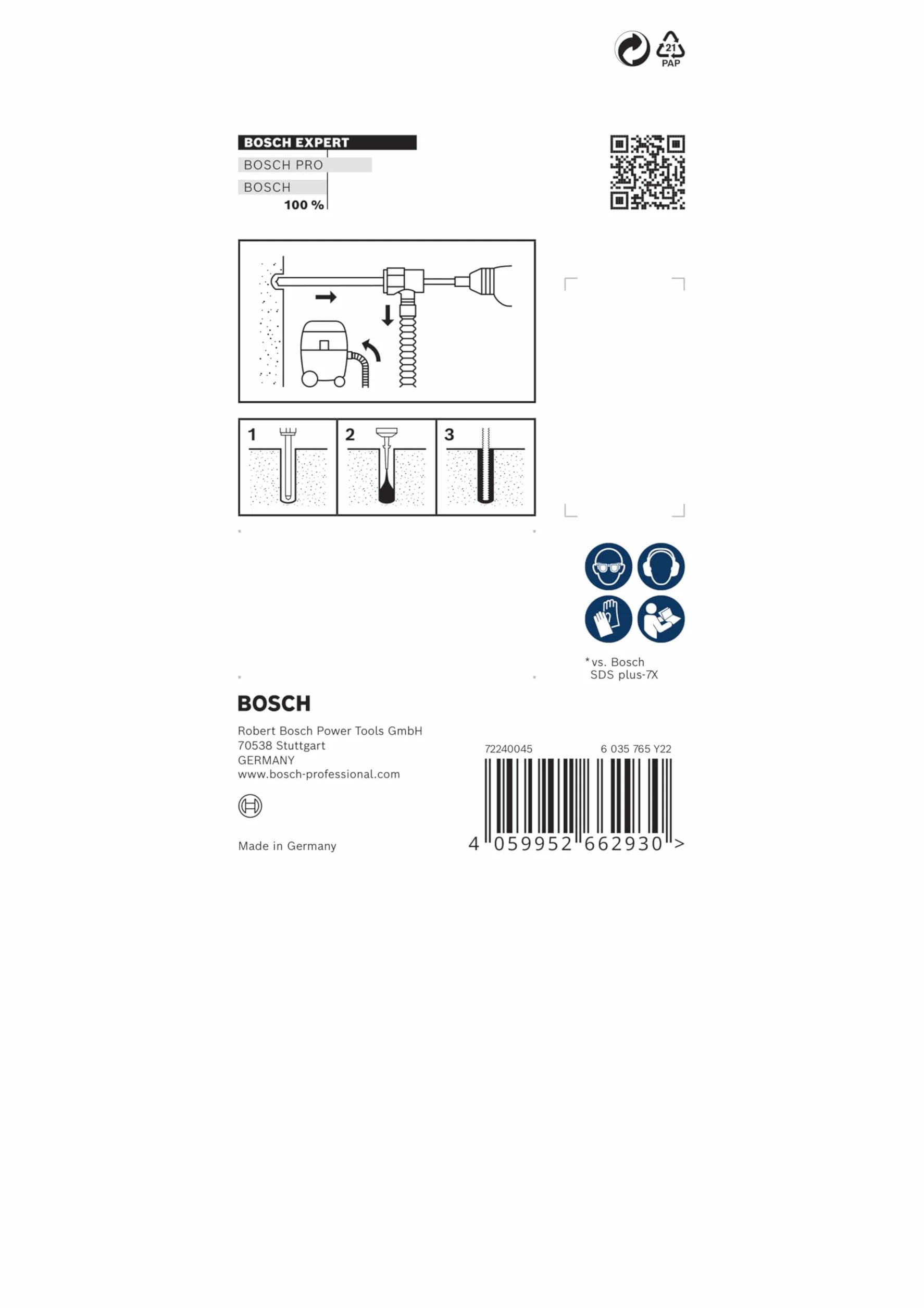 Bosch 1 x EXPERT SDS Clean plus-8X zestaw wierteł udarowych do instalacji (Ø 10,0 mm, profesjonalne akcesoria do młotowiertarki)