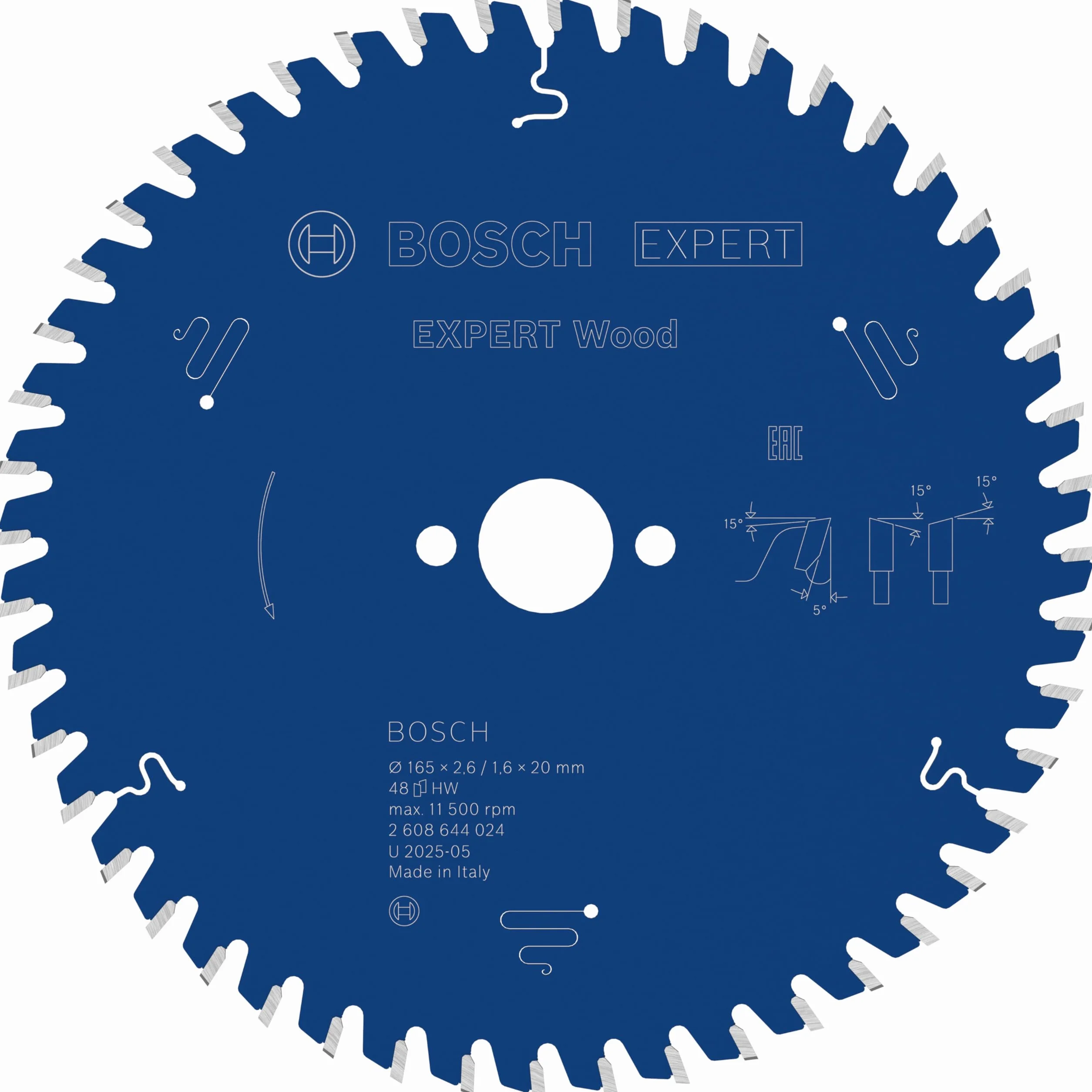 Bosch Professional Brzeszczot do piły tarczowej Expert do drewna (drewno, 165 x 20 x 2,6 mm, 48 zębów, akcesoria do piły tarczowej)