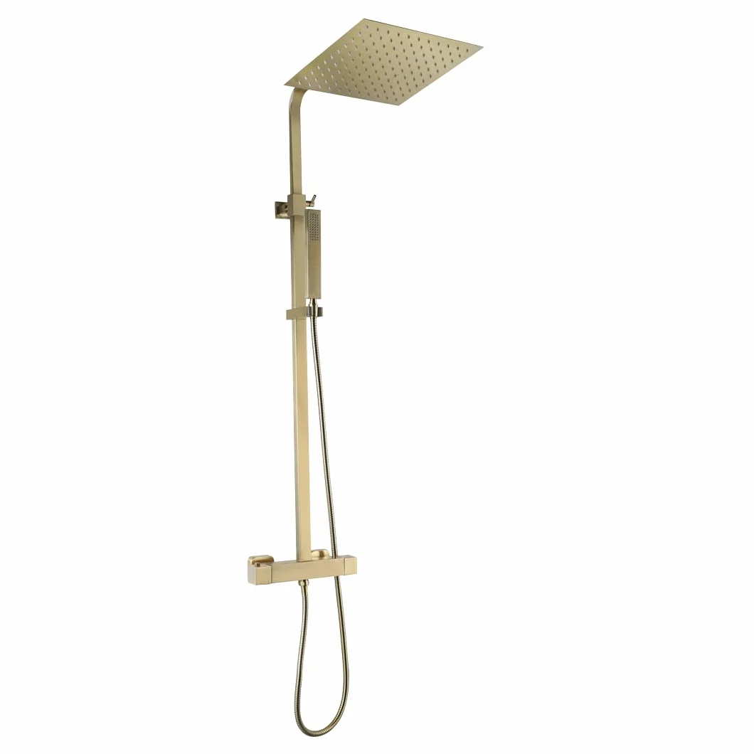 Essebagno 9025553 Kwadratowa kolumna prysznicowa termostatyczna złota