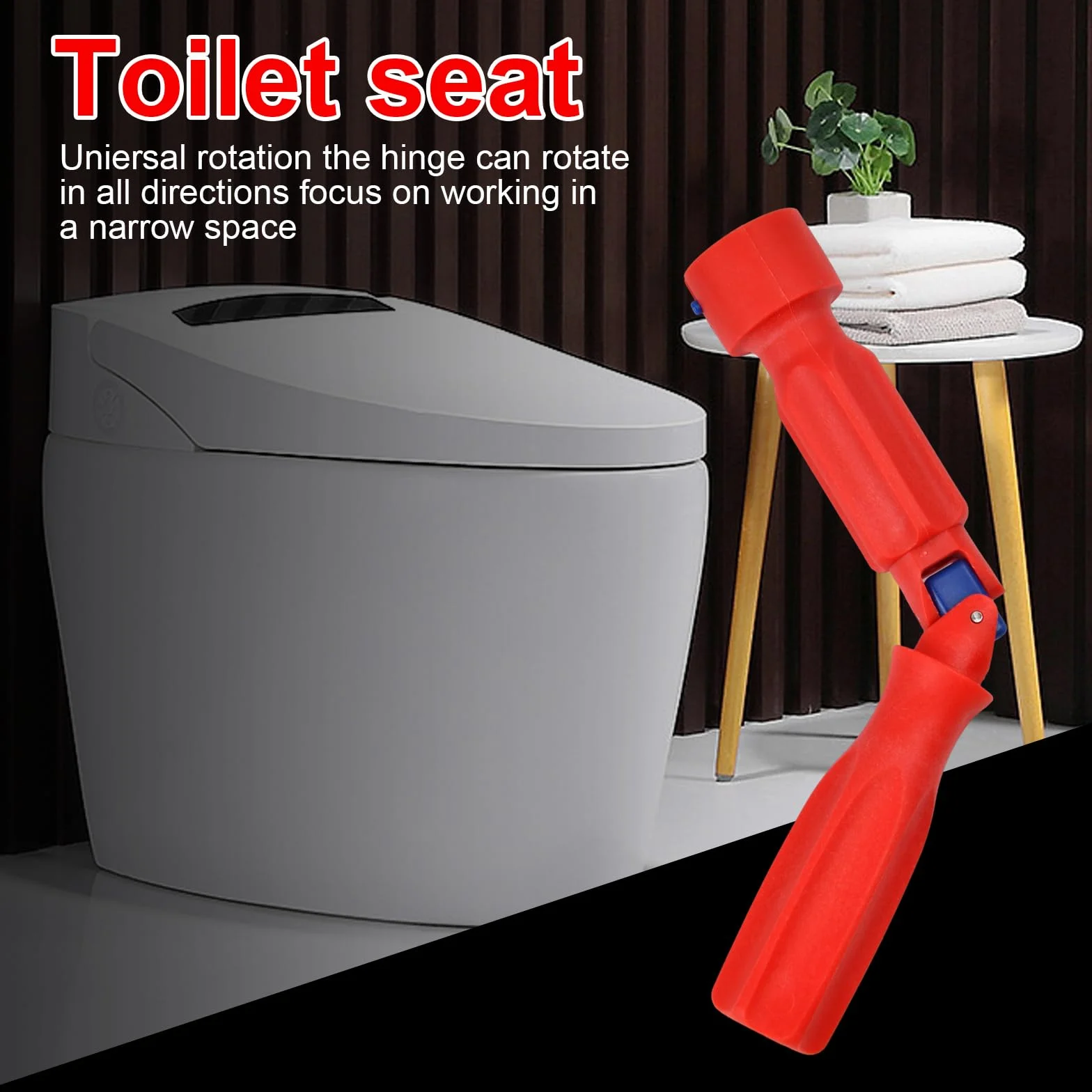 Uniwersalny klucz do instalacji sedesu WC, klucz do naprawy sedesu toaletowego, klucz do sedesu WC, plastikowy klucz montażowy sedesu WC, klucz do deski sedesowej 20 cm, czerwony klucz do
