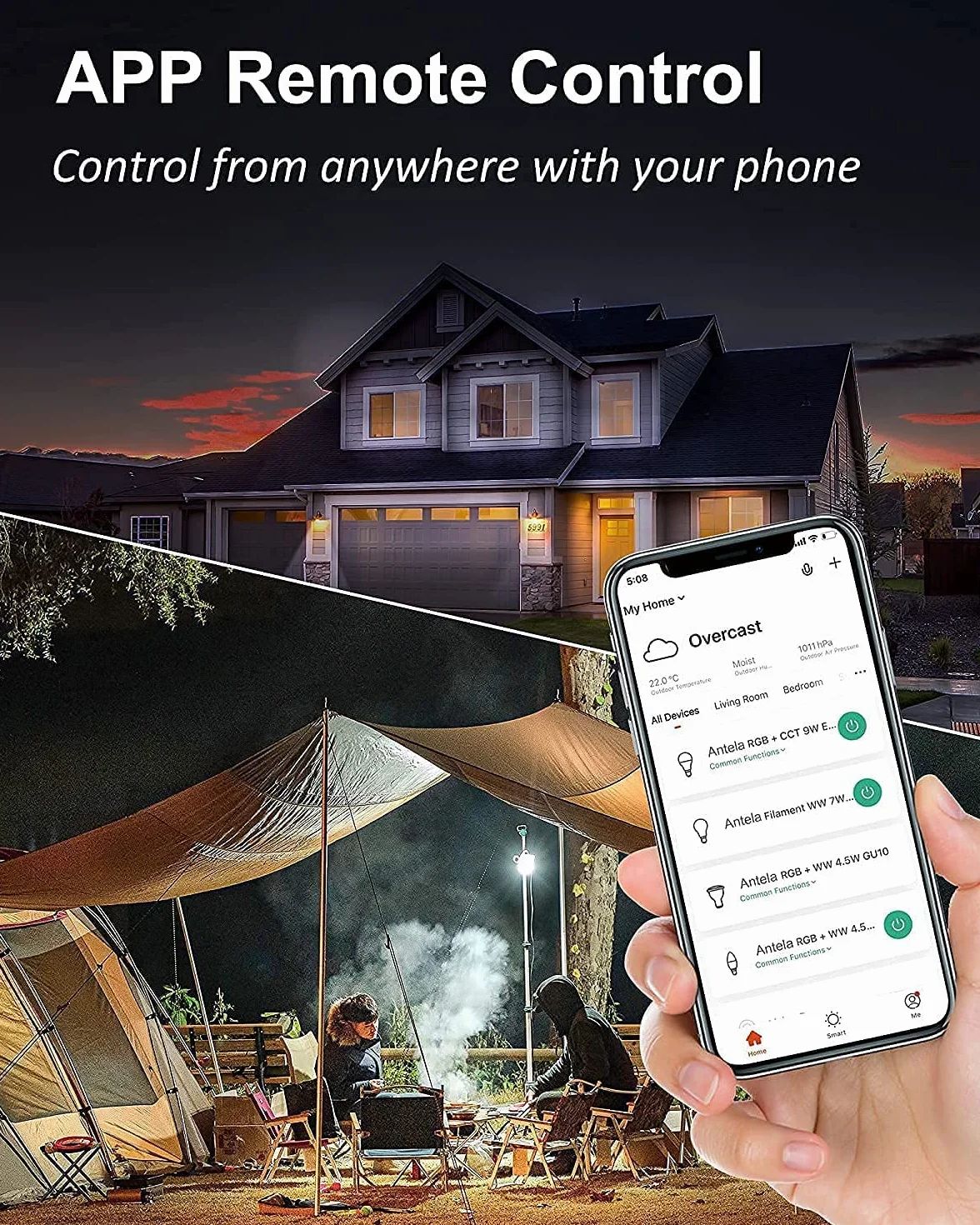 Smart Bulb Żarówka Alexa E27 Smart LED 4 sztuki, ściemniana lampa ANTELA Smart, 9 W, 806 ml, odpowiednik 80 W, RGB, 2700 K - 6500 K, ciepła biel, kompatybilna z Alexa i Google Home