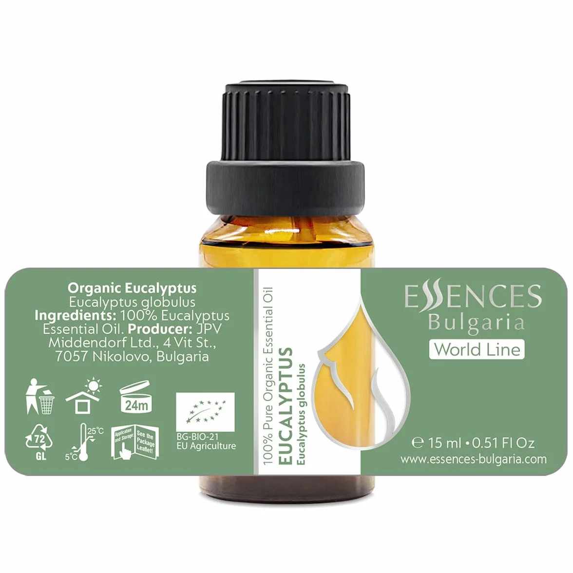 Organiczny Olejek Eukaliptusowy 15 ml Eucalyptus globulus 100% Czysty Naturalny Nierozcieńczony Klasa Terapeutyczna Aromaterapia