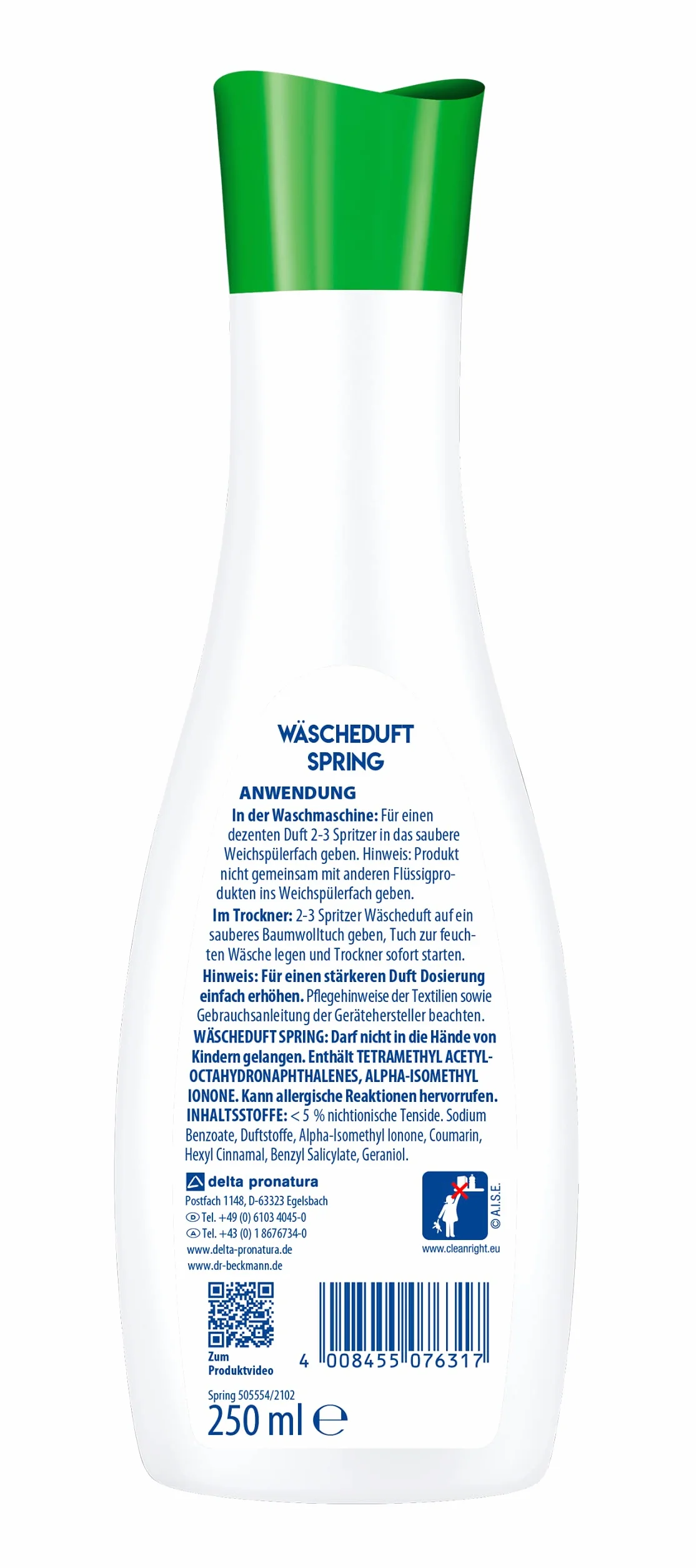 Dr. Beckmann Zapach do prania Spring | zapewnia świeży i długotrwały zapach | bez płynu do płukania i nadaje się do wszystkich tekstyliów | 3 x 250 ml