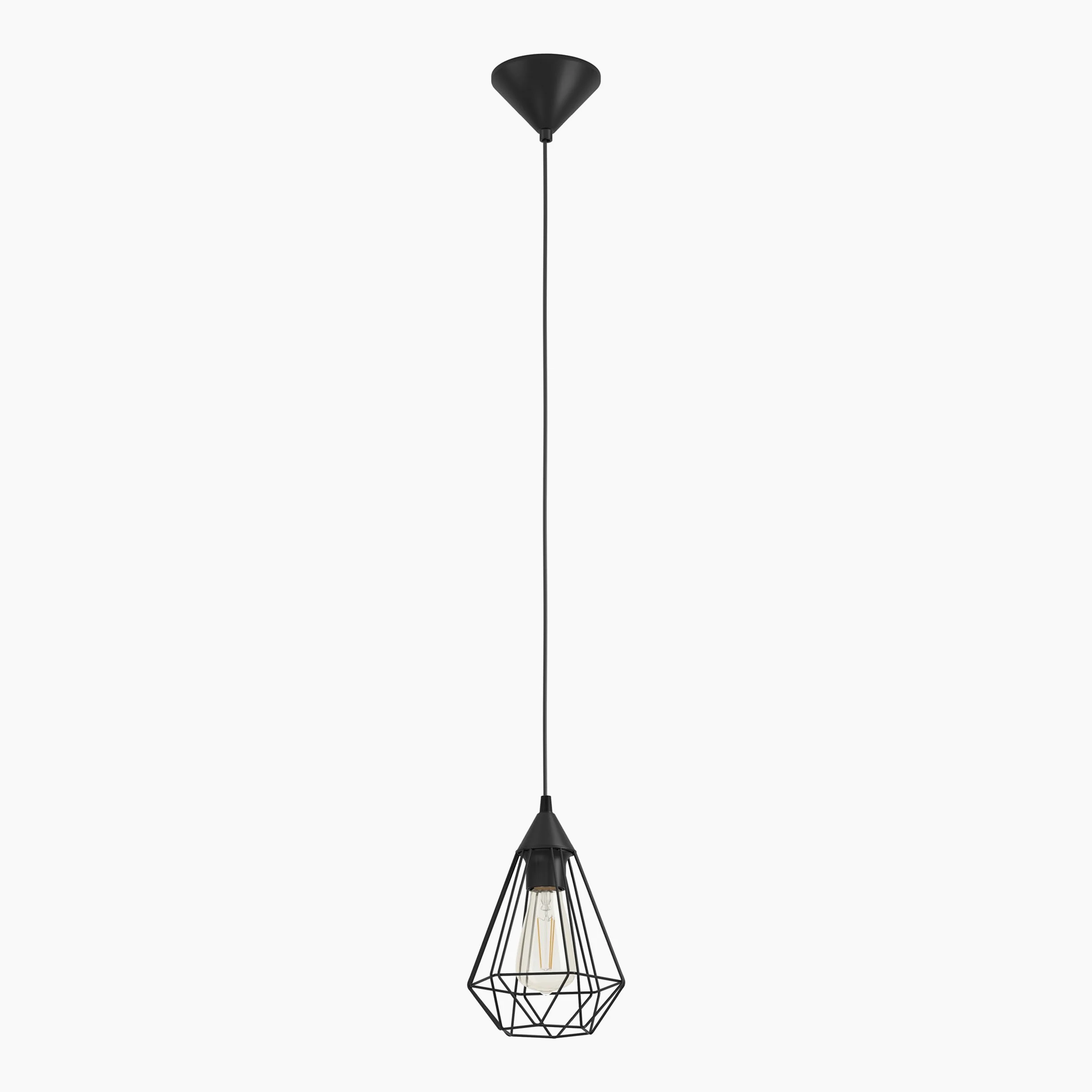 EGLO Lampa wisząca TARBES, 1-ogniskowa lampa wisząca vintage w stylu retro, materiał: stal, tworzywo sztuczne, kolor: czarny, oprawka: E27, Ø 17,5 cm