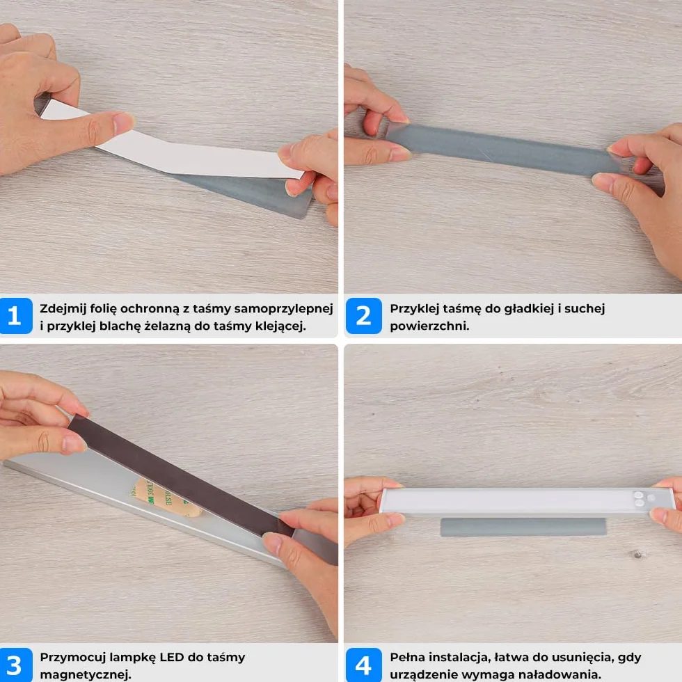 OUSFOT Oświetlenie Szafek 30 cm 2 sztuki, 3 Temperatury Barwowe, Regulowana Jasność, Czujnik Ruchu, ładowanie przez USB, nadaje się do szafek, gabinetów i schodów