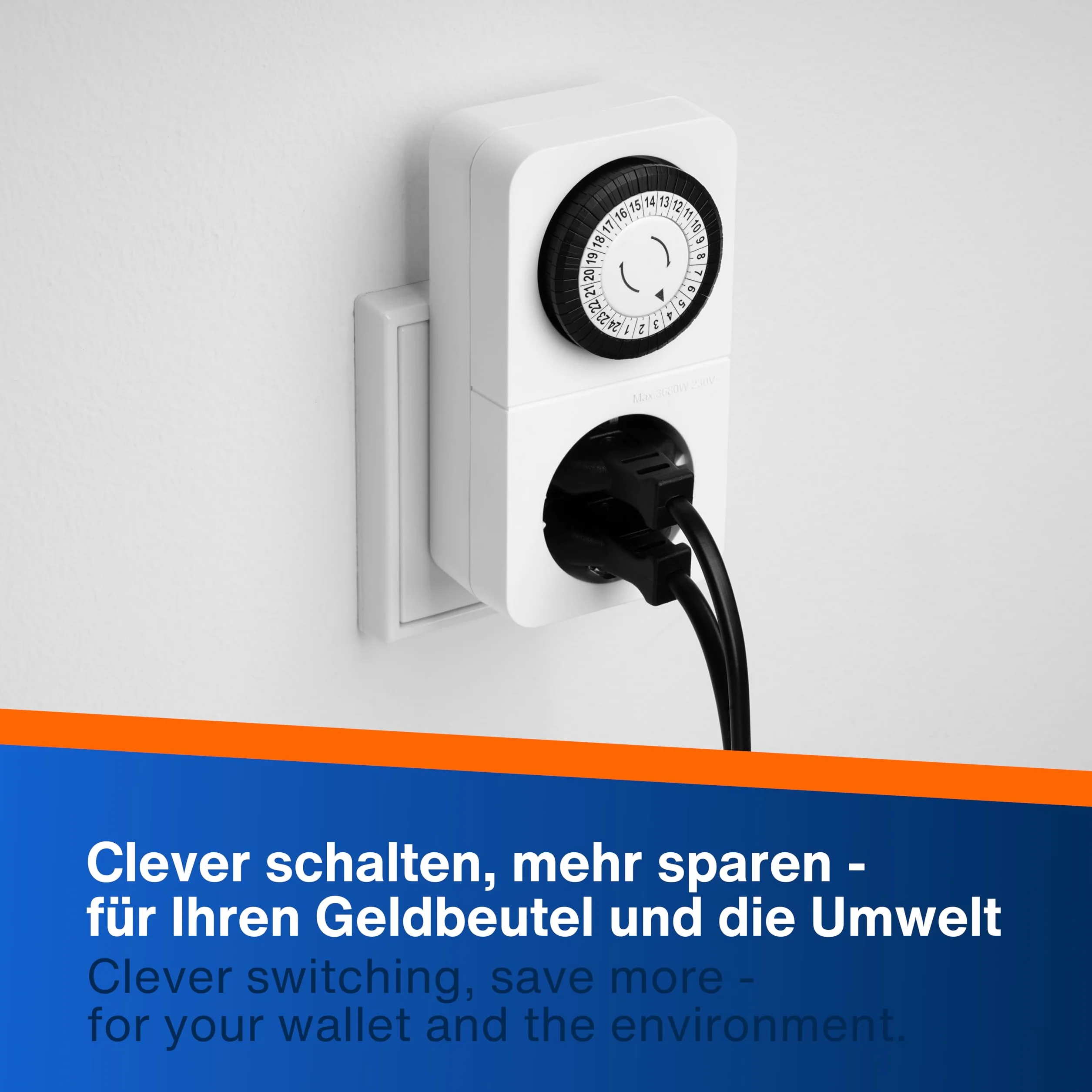 REV Czasomierz czasowy gniazdko elektryczne – format 24 h, 48 razy po 30 min – mechaniczny timer gniazdko z systemem wtykowym kombi, maks. 16 A/3680 W, biały