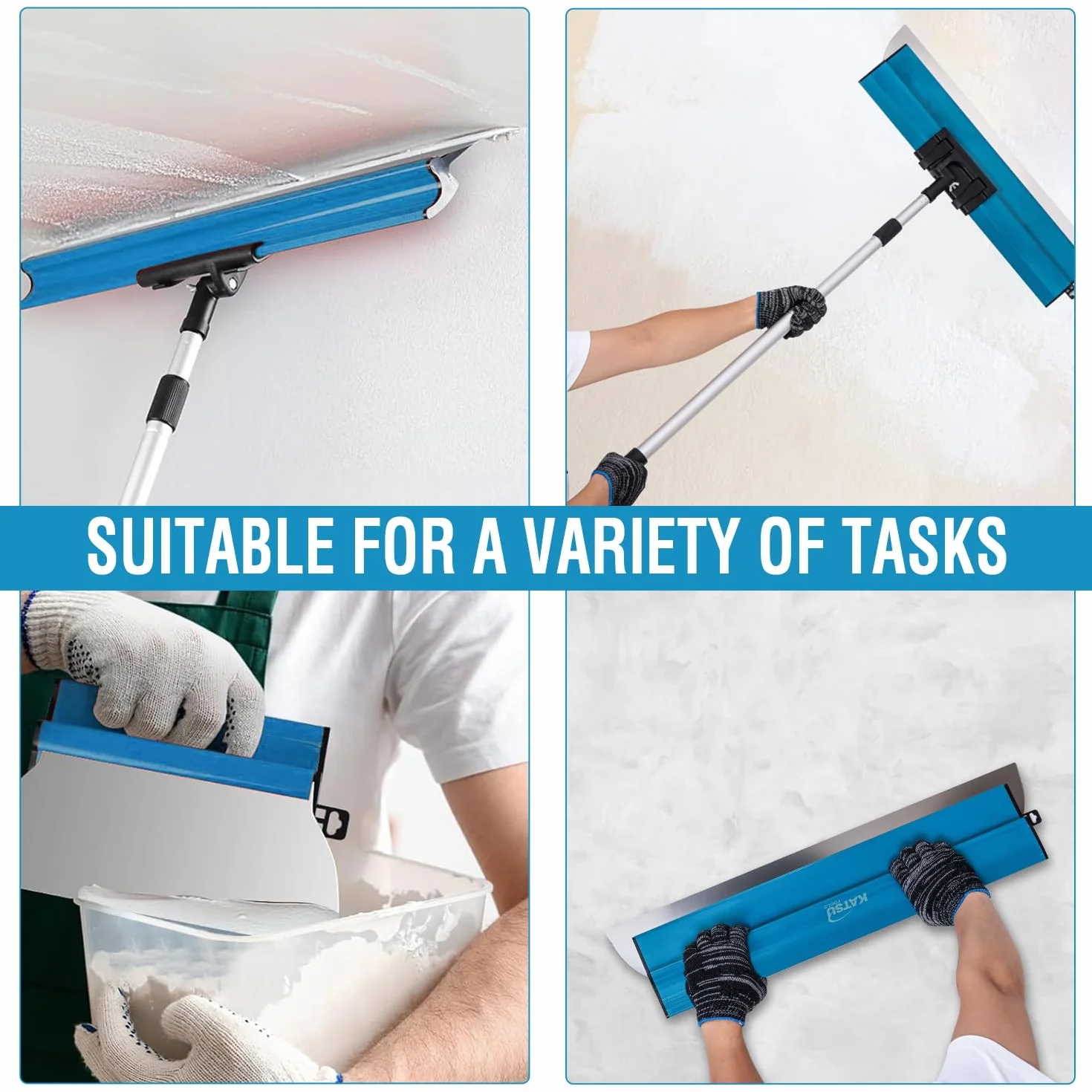 KATSU Tools Zestaw szpachli 25-60 cm ze stali nierdzewnej do płyt gipsowo-kartonowych