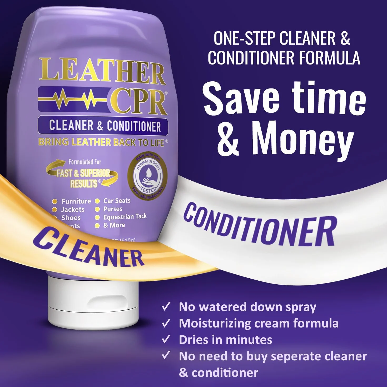 CPR Cleaning Products Leather 510.3 g Bottle – testowany dermatologicznie, w 100% wolny od podrażnień środek czyszczący i odżywka do skóry do domu,