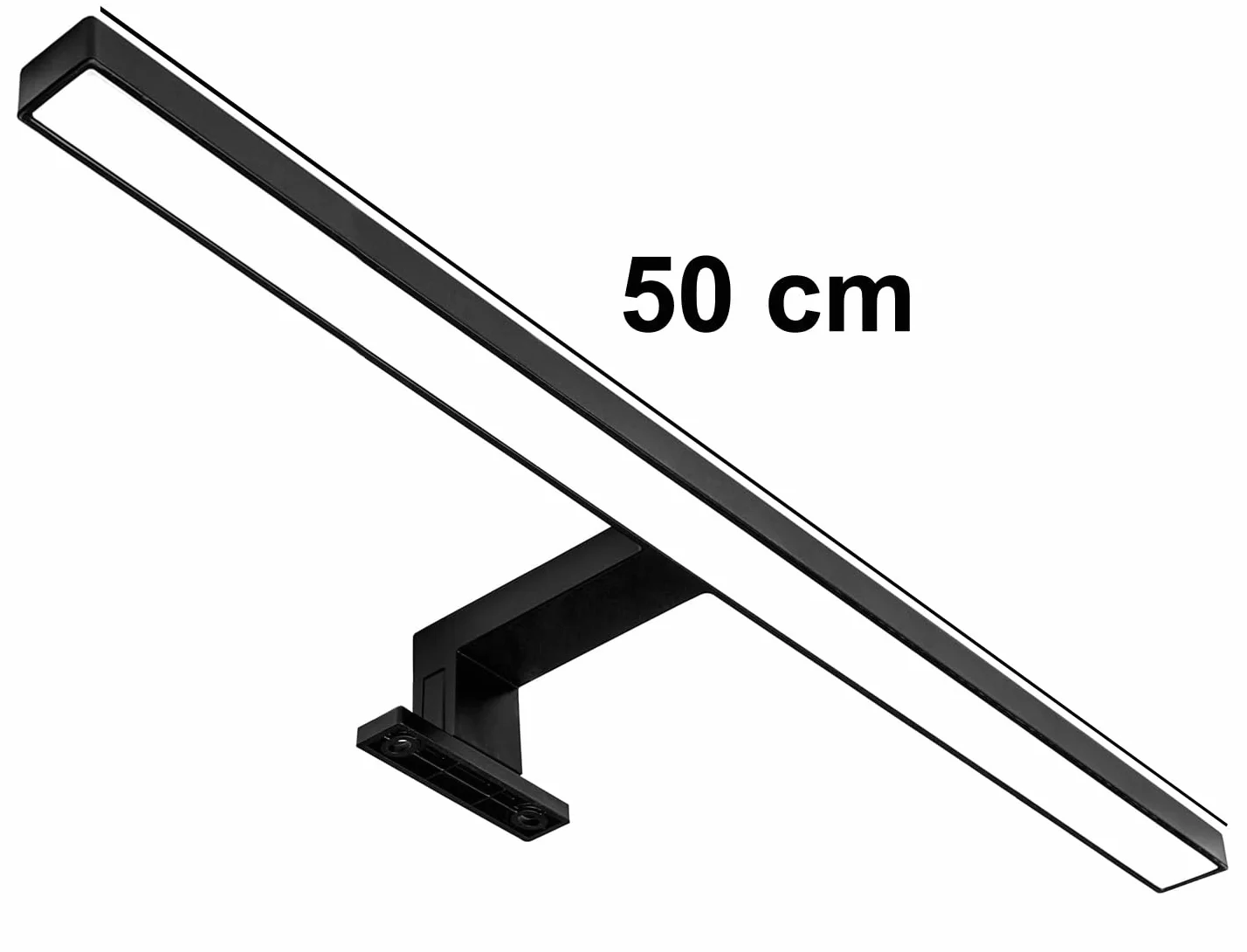 Lampa lustrzana LED, czarna, 50 cm, lampa łazienkowa, lampa do makijażu, do łazienki, lampa wystająca, oświetlenie szafy, lampa zaciskowa, neutralna biel, 230 V, 650 lm, IP44, 7 W