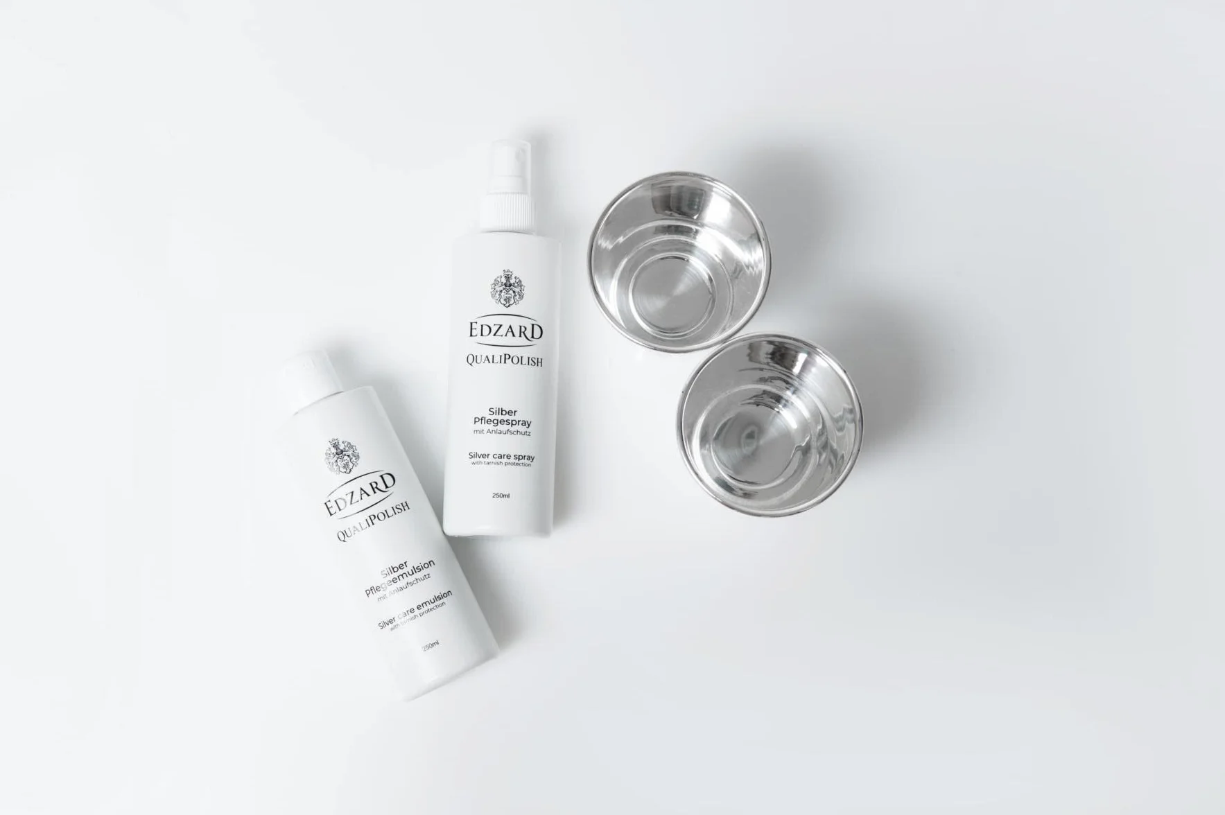 EDZARD QualiPolish® srebrny spray pielęgnacyjny (250 ml) środek do czyszczenia biżuterii, monet, sztućców z mosiądzu, srebra, złota – spray czyszczący, spray do czyszczenia srebra, politura do