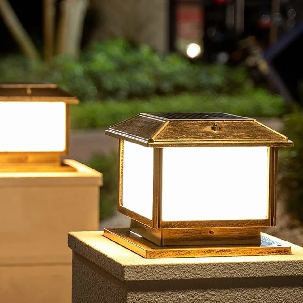 Lampa Słupki Solarne Zewnętrzne Lampy Filarowe Nowoczesne Kolumnowe Wodoodporne Ogrodowe Lampa Ogrodowa Domowa Brama Drzwi Słupek Zewnątrz i Drogę(30cm)