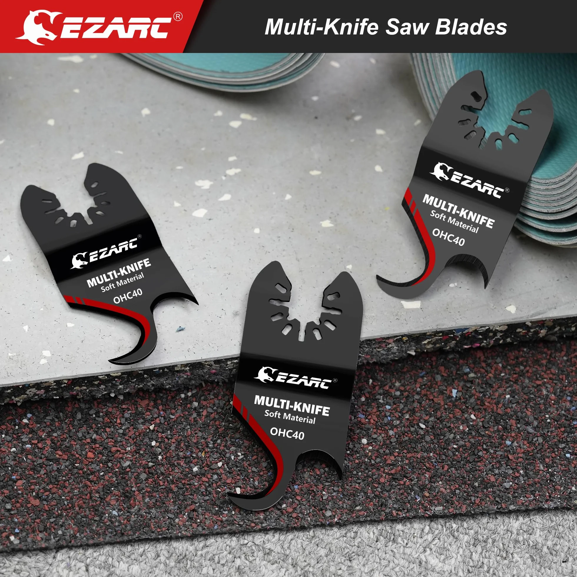 EZARC Multitool ostrza do narzędzi wielofunkcyjnych Multi-Messer ostrza haczykowate 3 szt. do cięcia miękkich materiałów, gontów dachowych, dywanów PVC i tektury