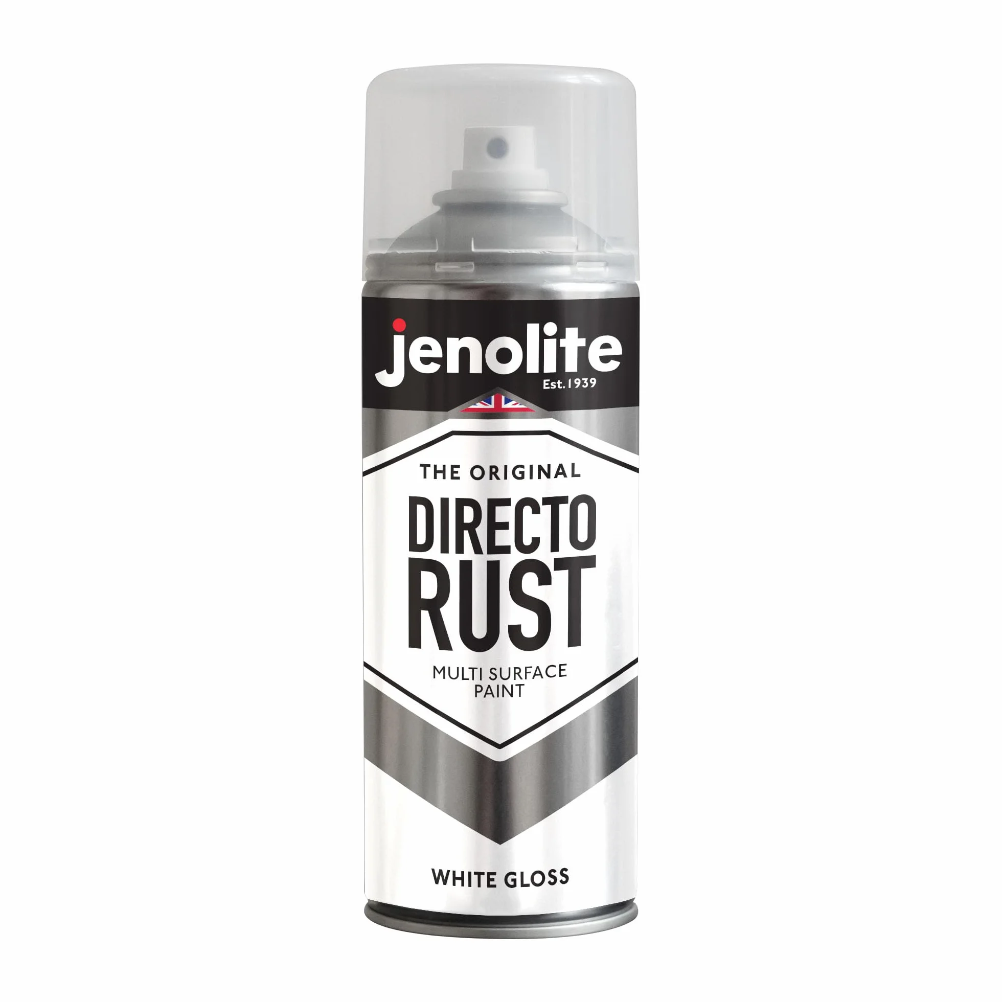 JENOLITE Directorust Farba w sprayu z połyskiem, biała, 3 x 400 ml, farba w sprayu do metalu, metalu, tworzywa sztucznego, ceramiki, RAL 9016