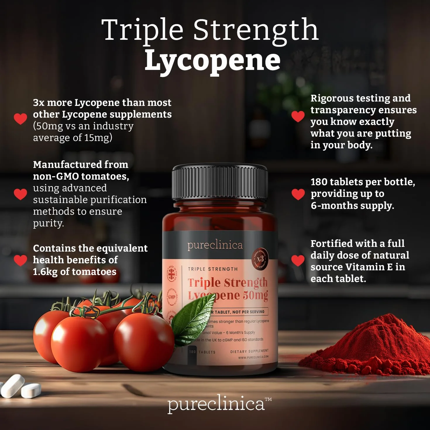 Lycopen 50 mg x 180 tabletek (dostawa przez 6 miesięcy). 300% wytrzymałości zwykłych tabletek likopenowych.