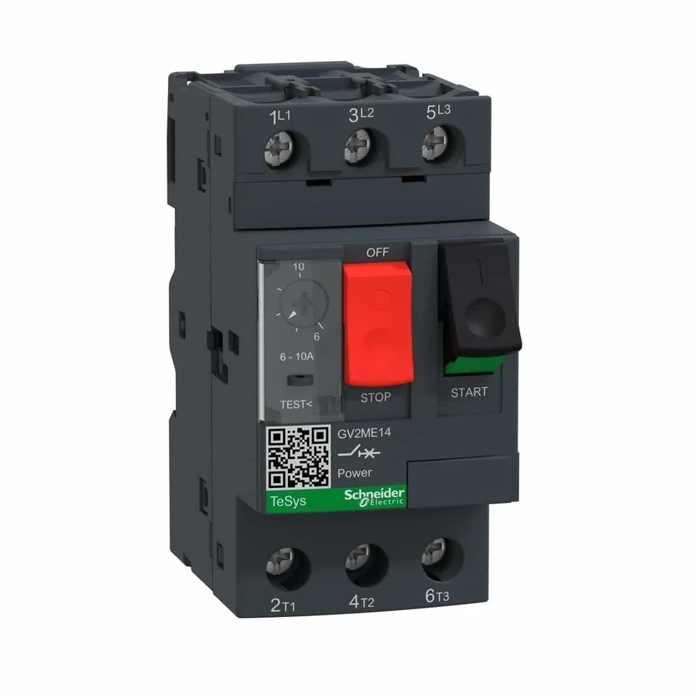 Schneider Electric GV2ME14 wyłącznik silnika, 3p, 6-10 A, uruchamianie przycisku, przyłącze śrubowe