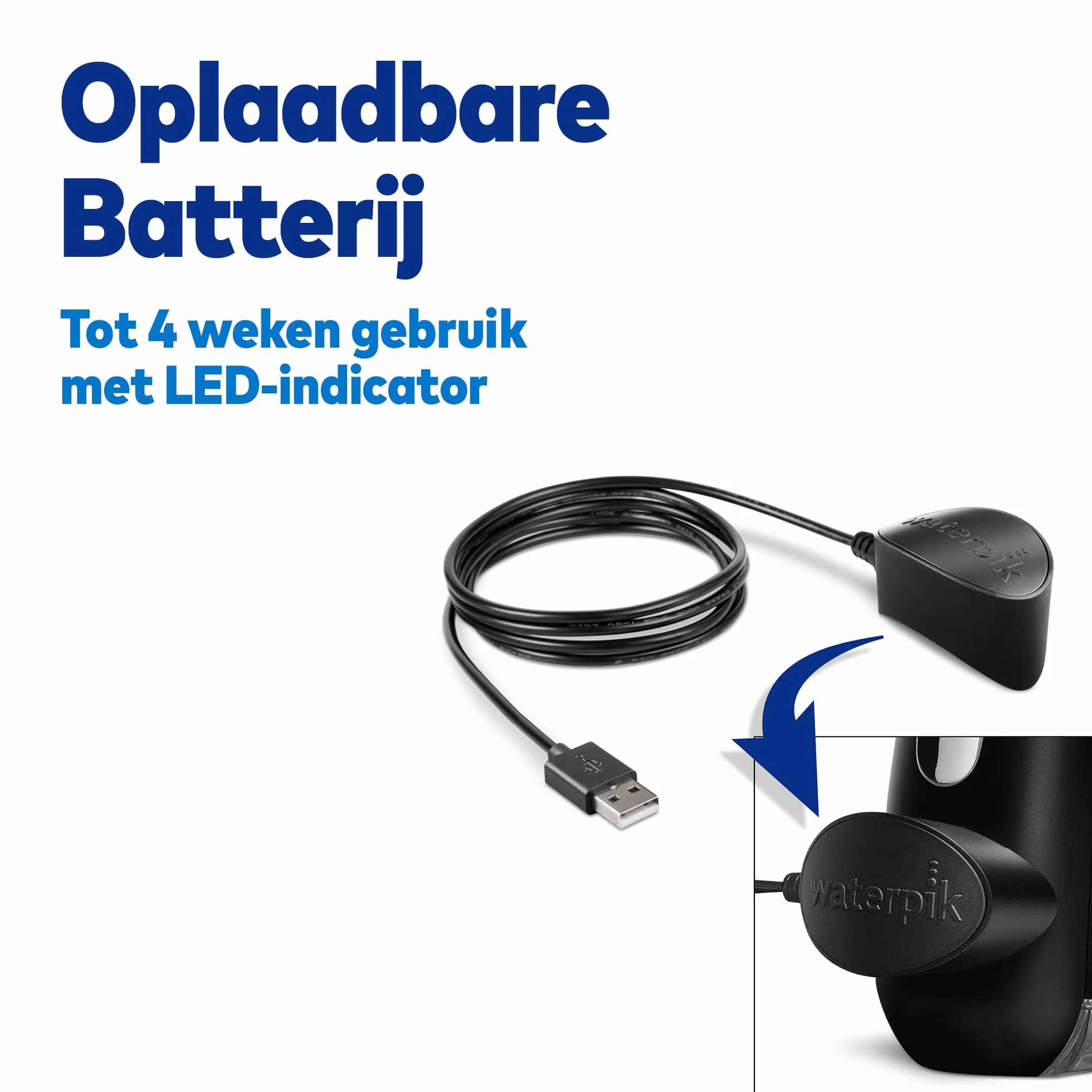 Waterpik Irygator Bezprzewodowy Cordless Advanced, 3 Ustawienia Ciśnienia, Usuwanie Płytki Nazębnej, Idealny w Podróż i do Małej Łazienki, Zasilanie Akumulatorowe USB, Kolor Czarny (WP-582EU)