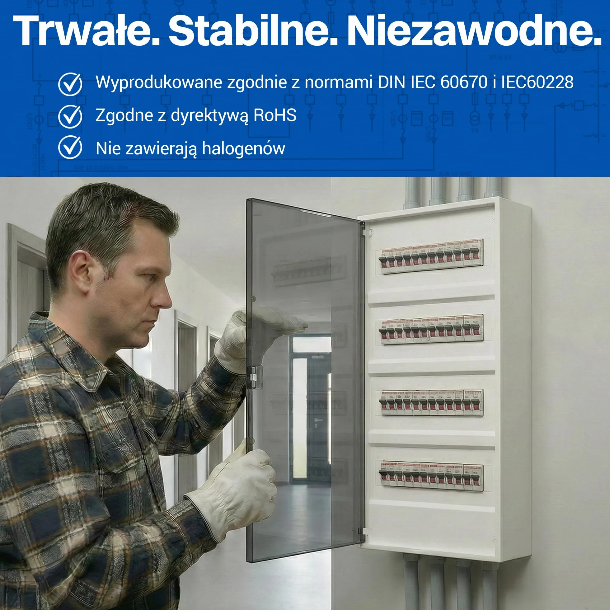 Intratec ALPHA Rozdzielnica natynkowa 4-rzędowa – Skrzynka rozdzielcza na 48 modułów z przezroczystymi drzwiami – Obudowa DIN do domu i zastosowań profesjonalnych – 650 × 310 × 96 mm