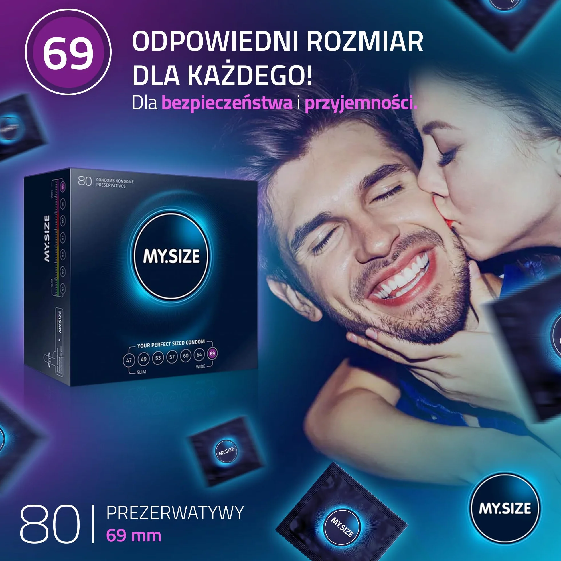 Prezerwatywy My.Size rozmiar 4, 69 mm, mega opakowanie, zawartość 80 sztuk