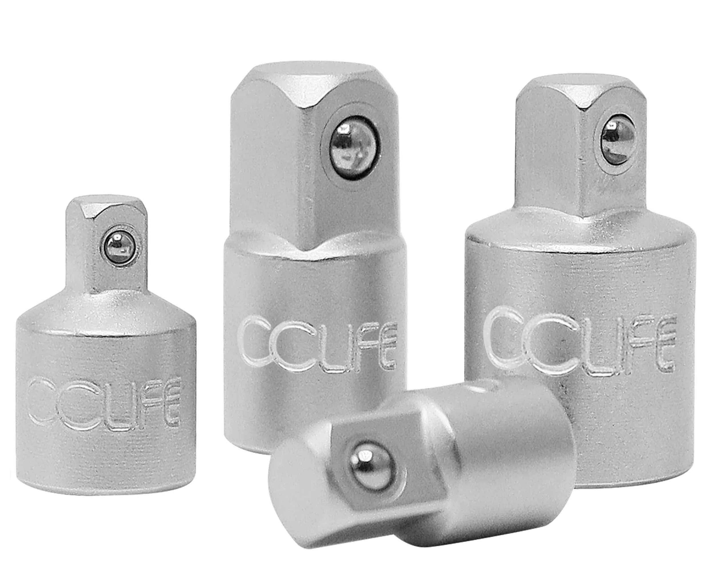 CCLIFE Adapter do kluczy nasadowych zestaw 4-częściowy adapter do kluczy nasadowych do grzechotki 1/2" na 3/8", 3/8" na 1/2", 3/8" na 1/4", 1/4" na 3/8" do grzechotek, nakrętek nasadowych