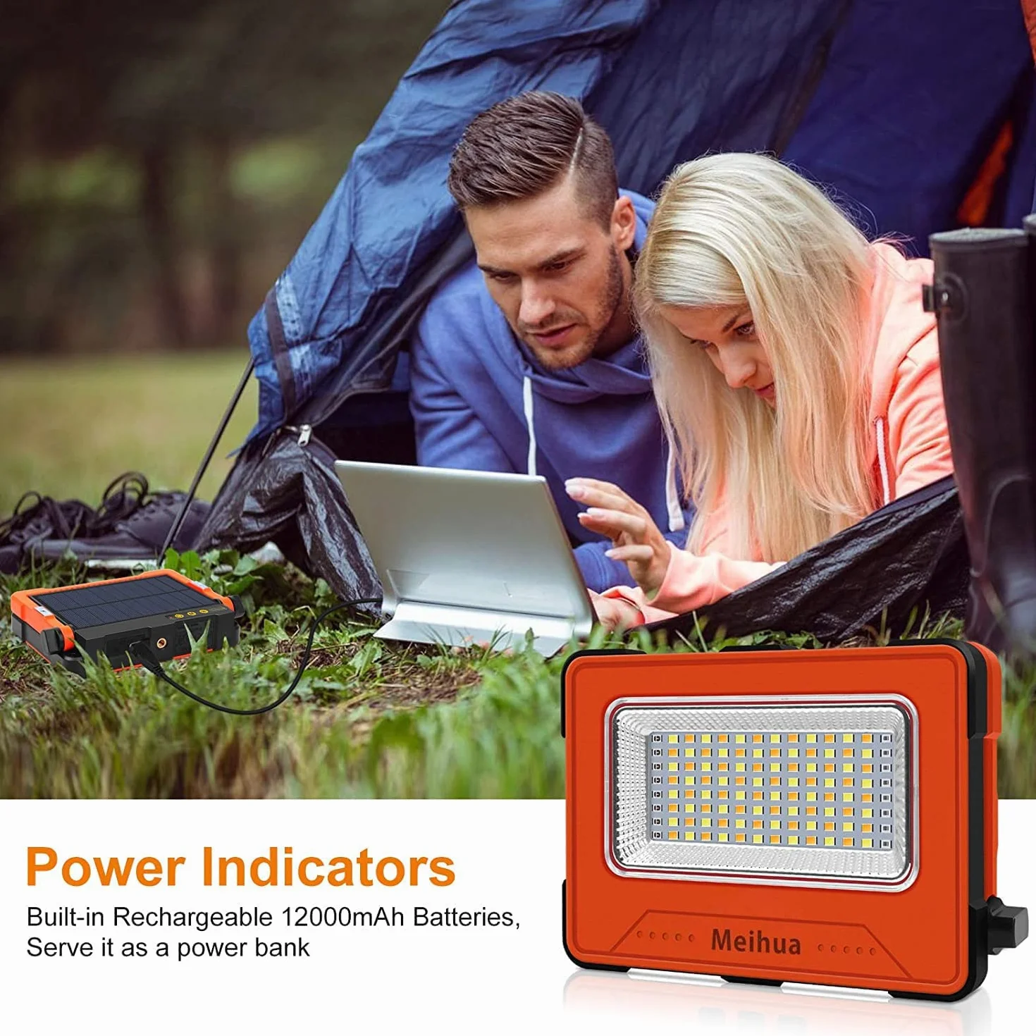 MEIHUA Lampa robocza LED 60W 10000mAh reflektor budowlany akumulatorowy wodoszczelny 4 tryby