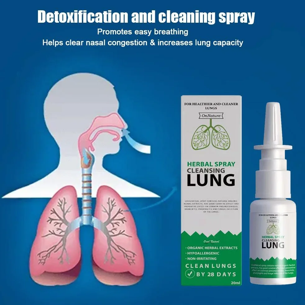 Herbal Cleanser Spray do płuc, szybko działający środek do czyszczenia płuc i detoksykacji, wirusowe płuca i drogi oddechowe dla palaczy, przezroczyste przekrwienie nosa, 20 ml