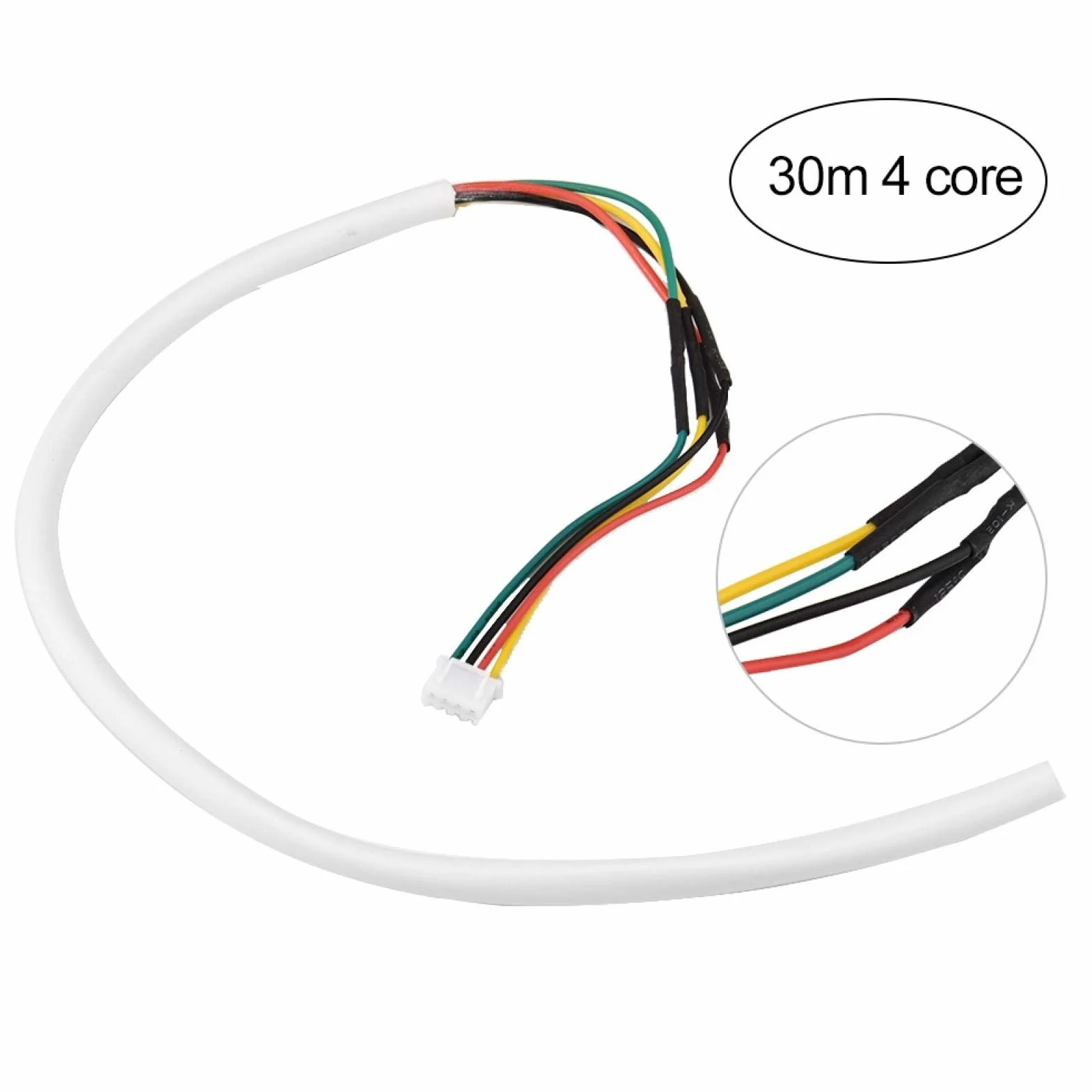 4 rdzeniowy 30 m 0 4 core communication cable 5 mm² okrągły biały elastyczny kabel miedziany , drut miedziany z białym izolacją PCW , do systemu wideo drzwi Przewody elektryczne