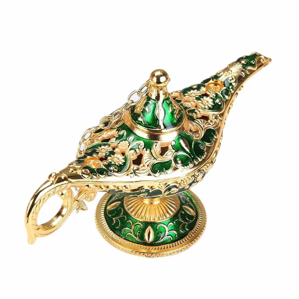 Legend Aladdin Magic Genie Lamp, Arabian Nights Wishing Lamp Vintage Table Decor Home Table Decoration Gift Collectable (5)