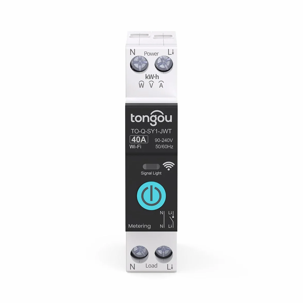 TONGOU DIY 1P+N szyna montażowa WiFi Smart Switch, 40 A, Wi-Fi, inteligentny przełącznik przekaźnikowy, aplikacja na iOS Android, TUYA/Smart Life, pilot zdalnego sterowania, do inteligentnego domu, z