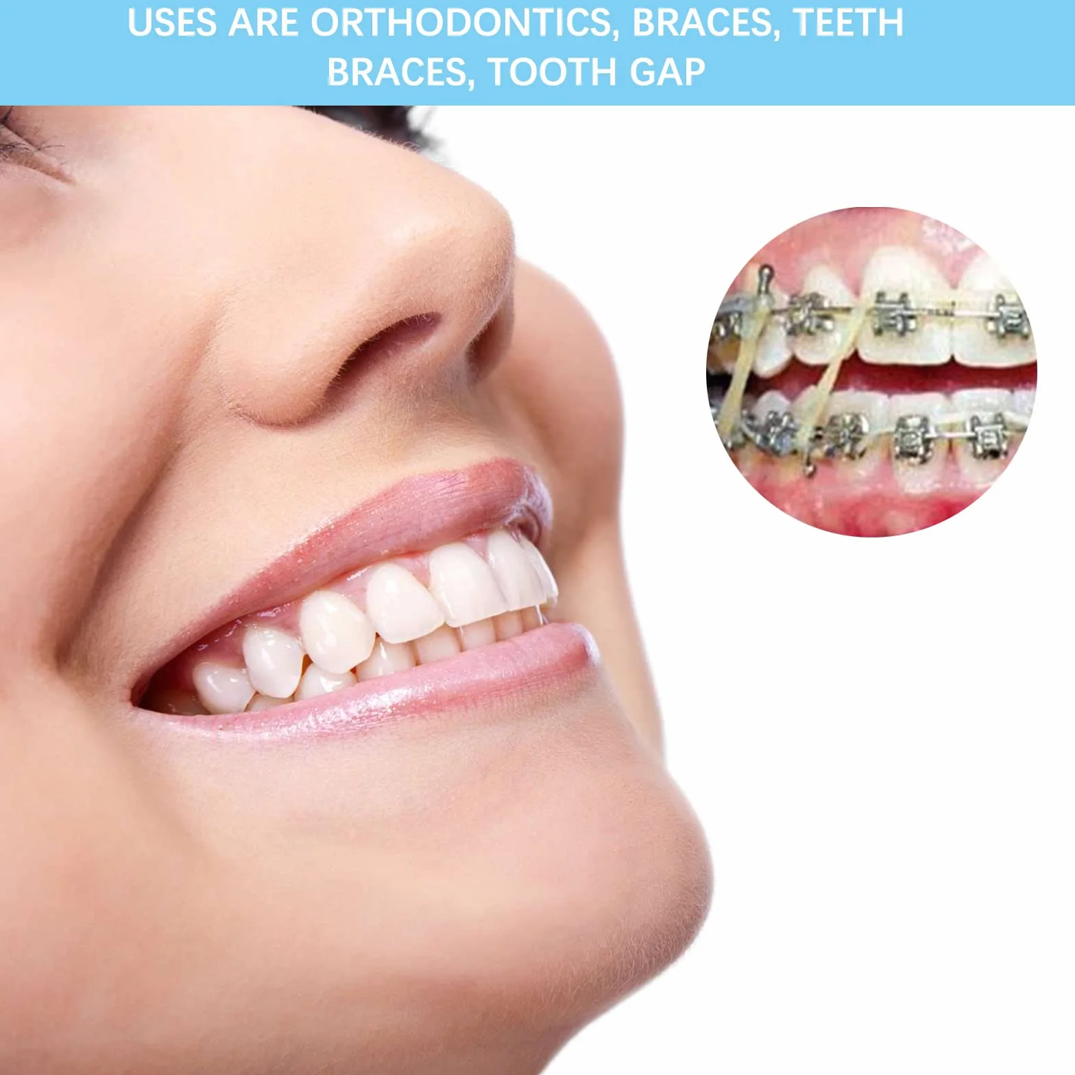 Ortodontyczne gumki, ortodontyczny luki dentystyczne, 3/16 elastycznych taśm, elastyczna opaska na zęby Oral Orthodontics 3,5 uncji, 400 szt.