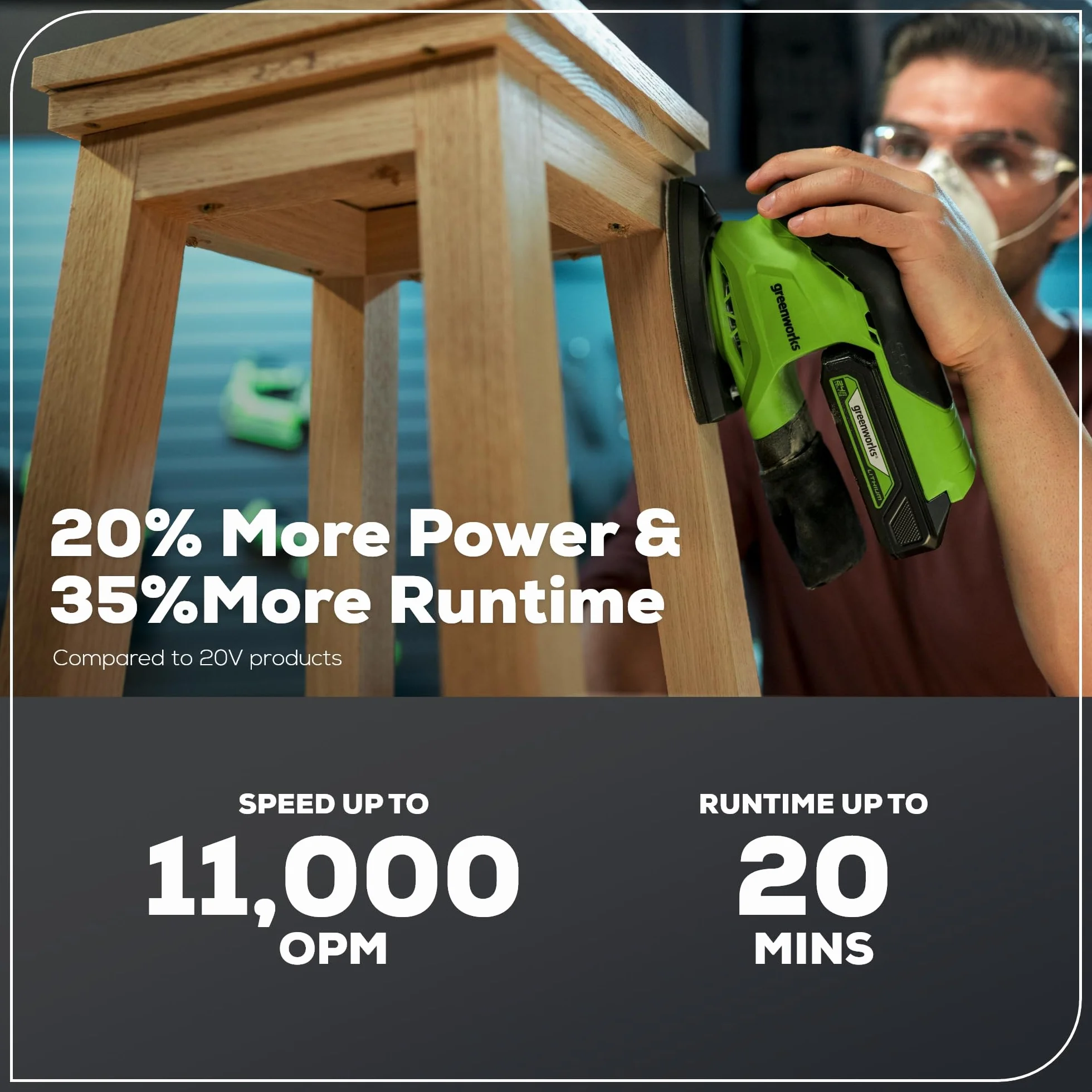 Greenworks Bezprzewodowa szlifierka wykończeniowa 24 V 11 000 OPM, tylko narzędzia (bateria i ładowarka sprzedawane oddzielnie)