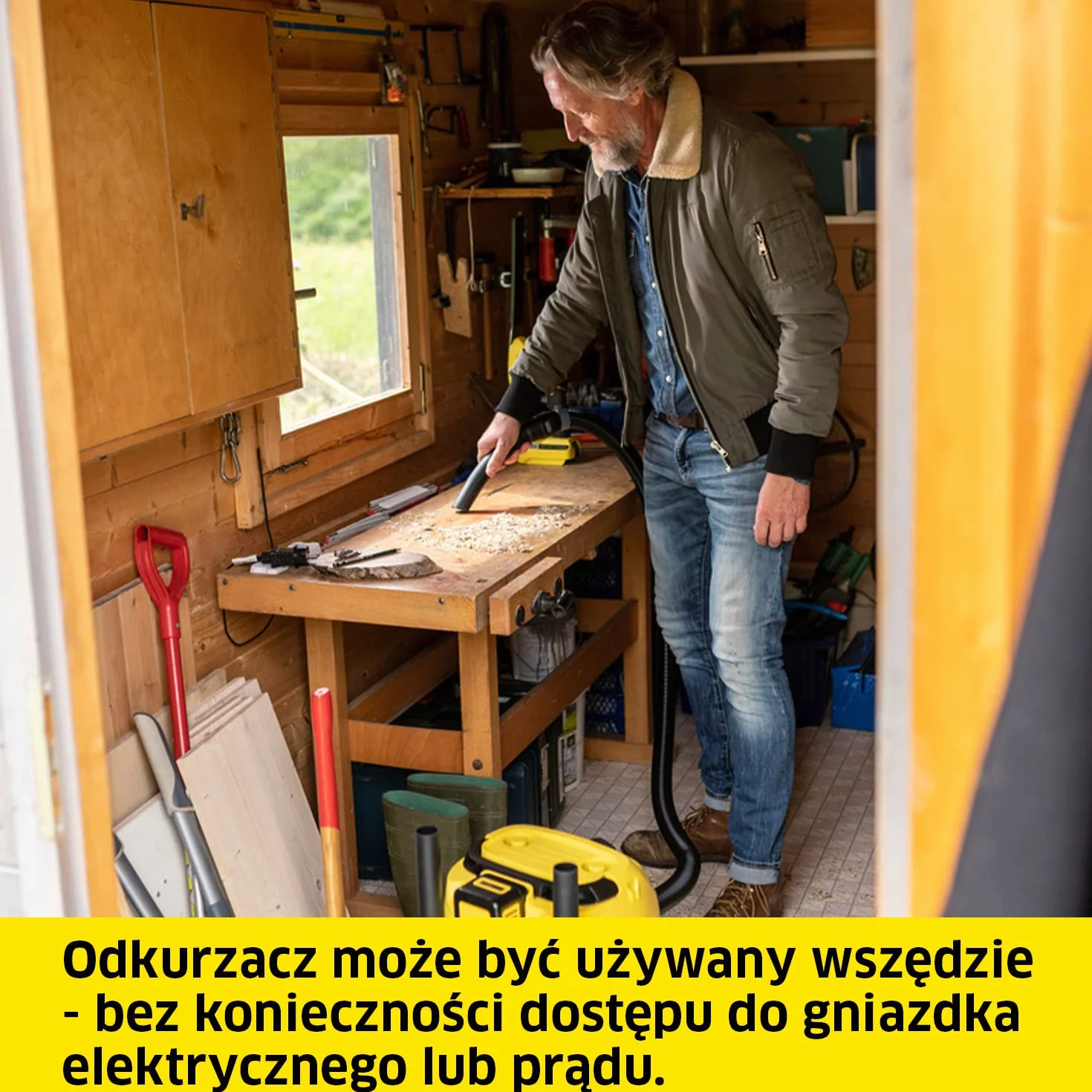 Kärcher Bezprzewodowy odkurzacz do pracy na sucho/mokro WD 3-18, z filtrem, szczeliną i ssawką do odkurzania na mokro/na sucho, 225 W, pojemnik ze stali nierdzewnej