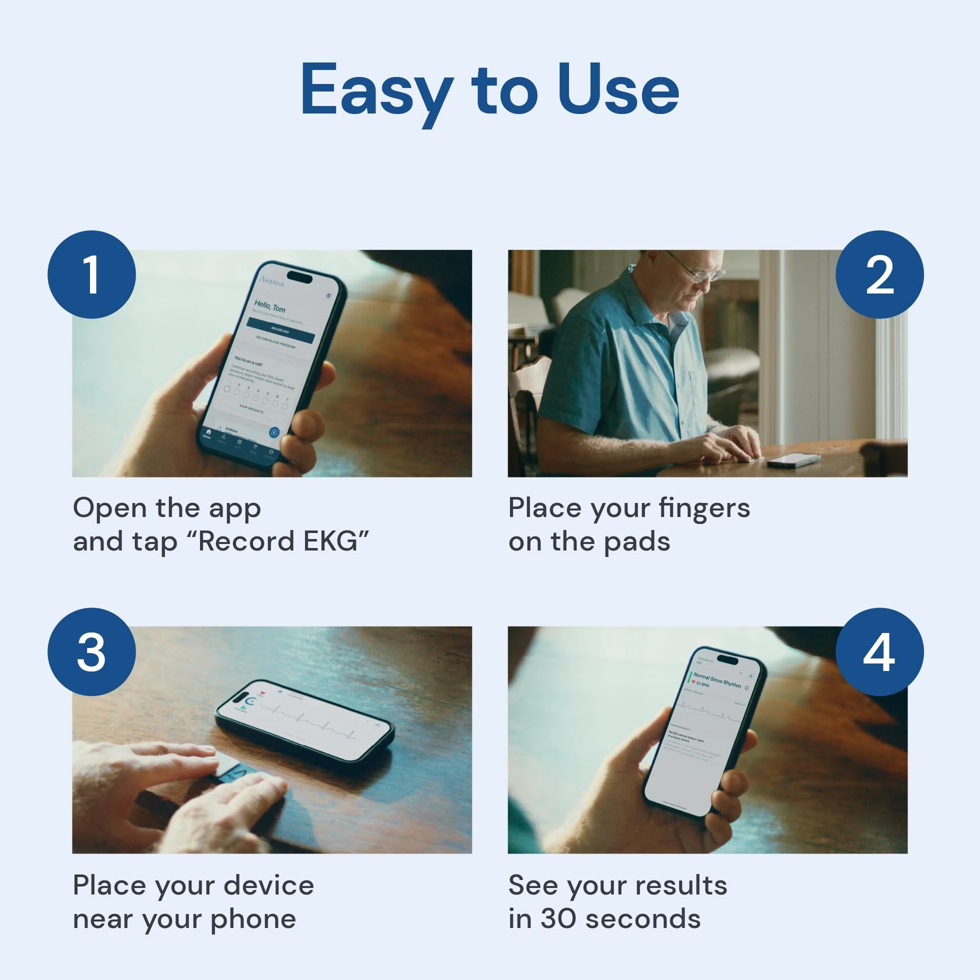 KardiaMobile osobisty jednoprzewodowy monitor EKG - wykrywa migotanie przedsionków i inne arytmie - wyniki w 30 sekund - łatwy w użyciu - współpracuje z większością smartfonów
