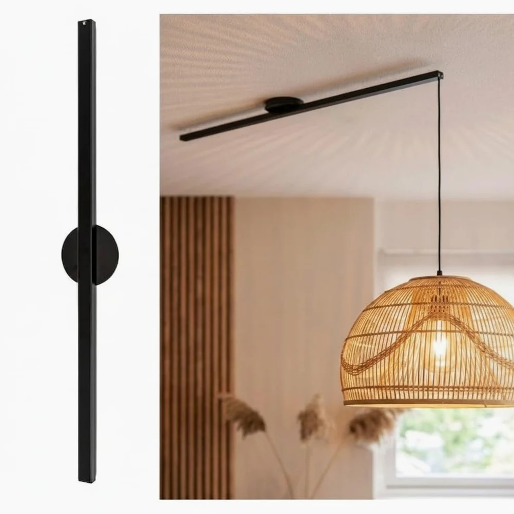 BARCELONA LED System Zawieszenia do Lampy Wiszącej 90 cm Czarny Mat | Regulacja do 80 cm i Obrót 360° | Uchwyt Sufitowy Lamp Wiszących | Szybka Wymiana Bez Narzędzi | Maks. 3 kg
