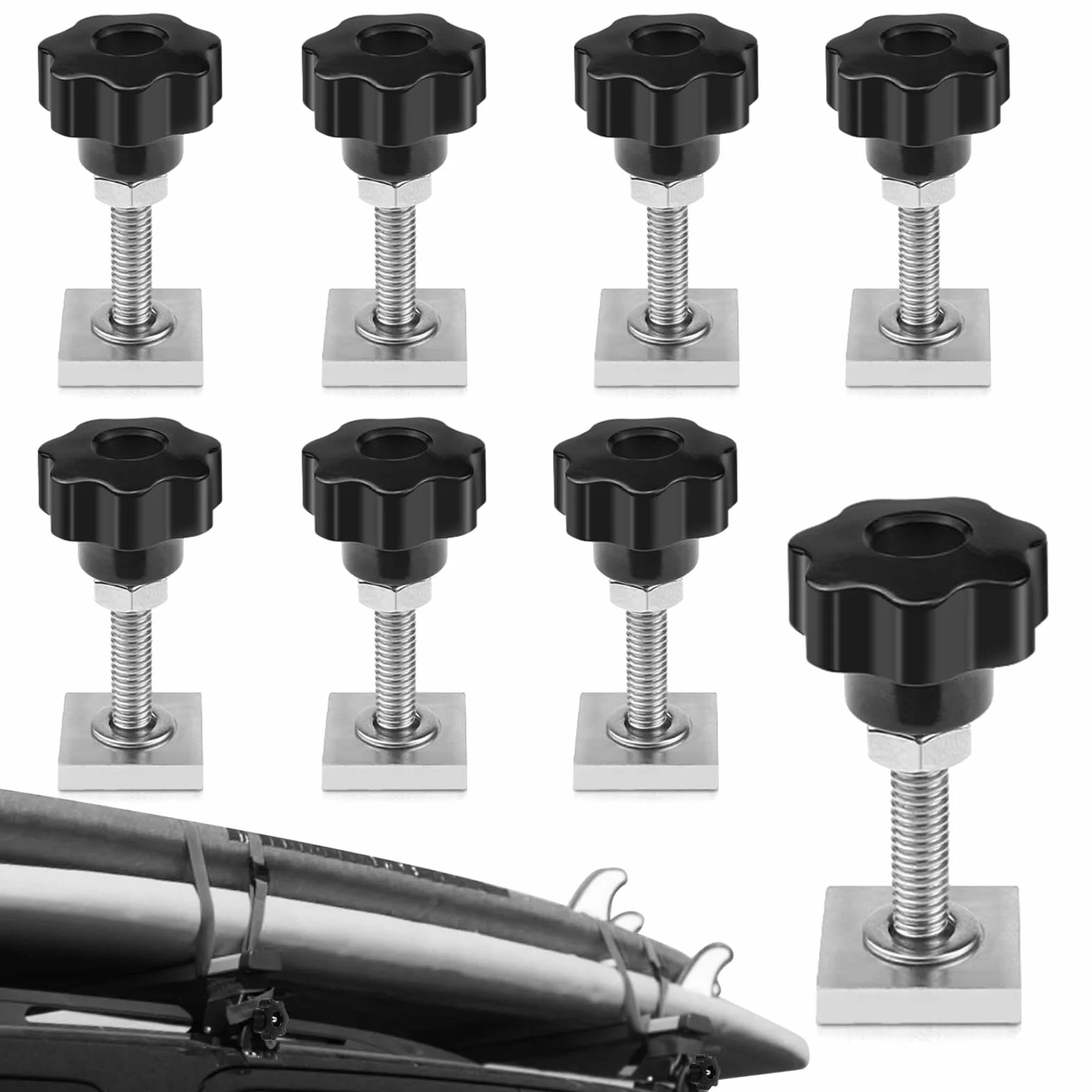 Adapter do szyny T, 8 sztuk śrub przesuwnych M6, adapter z nakrętkami i podkładkami, M6 ze stali nierdzewnej śruby ślizgowe T Track, adaptery do rowków T do wsporników poręczy dachowych