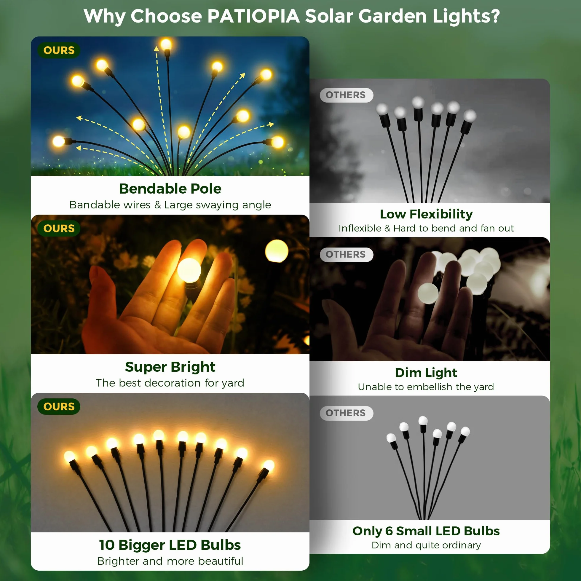 Lampy solarne zewnętrzne ogrodowe 80 LED Firefly wodoodporne zasilane energią słoneczną światło na ścieżkę 8 szt. ciepła