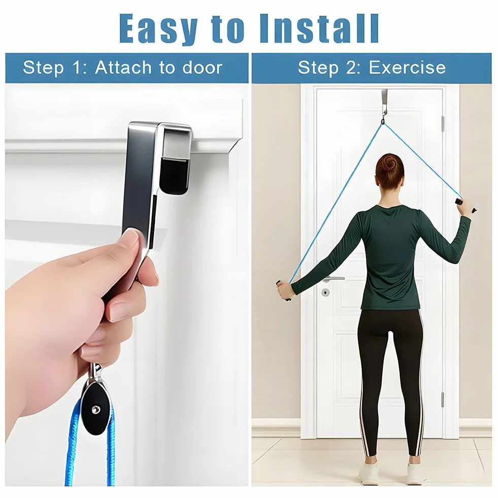 flintronic Schultertrainer Pulley, Schlingentrainer do ćwiczeń mobilności ramion z uchwytami i mocowaniem Niebieski