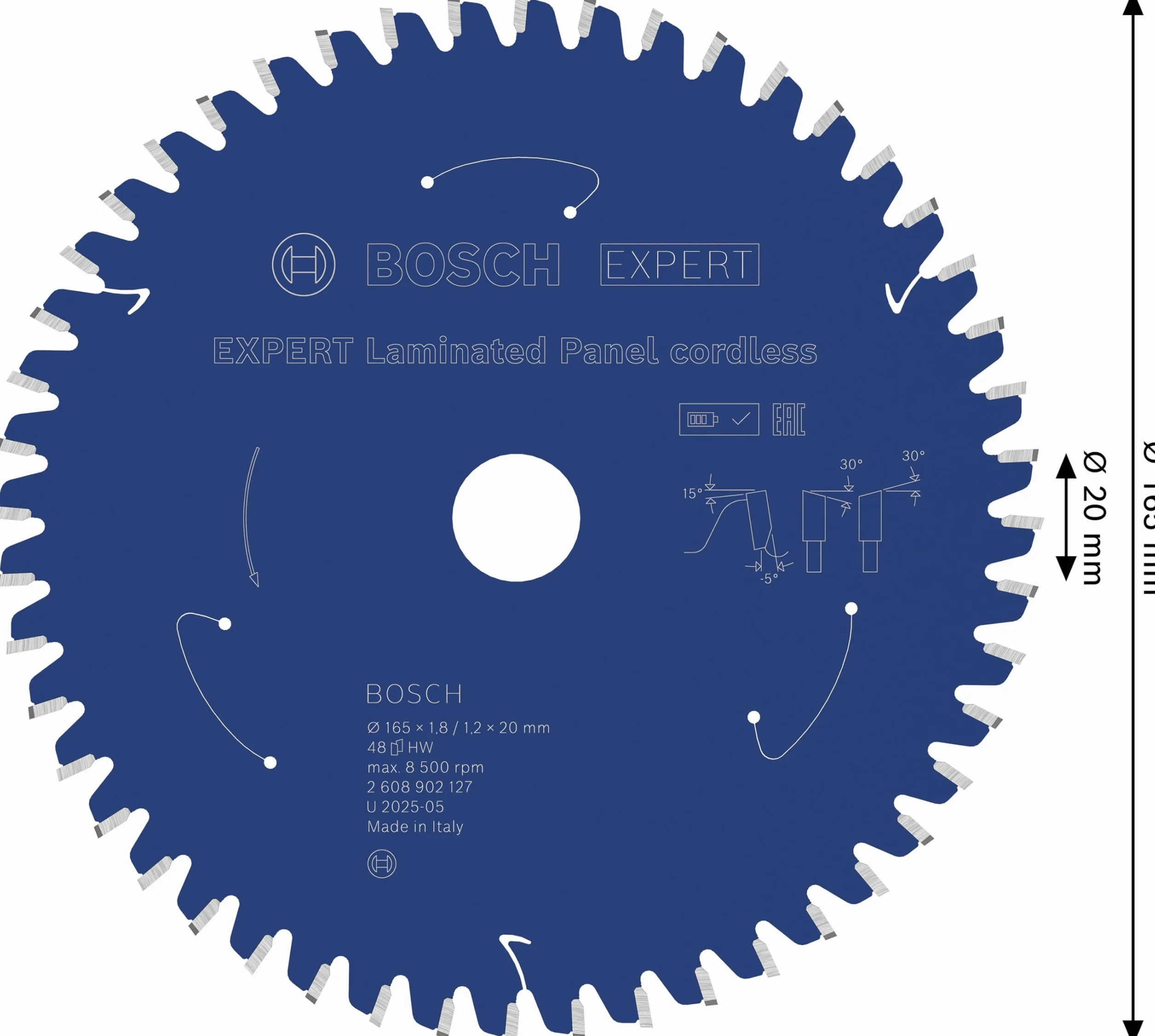 Bosch 1x Tarcza pilarska EXPERT Laminated Panel cordless do ręcznej pilarki tarczowej (do Płyty powlekane tworzywem sztucznym, Ø mm, Professional Akcesoria Pilarka tarczowa)