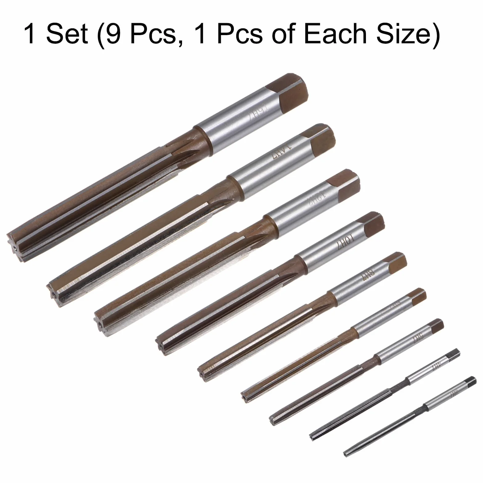 QUARKZMAN 9 szt. Zestaw rozwiertaków ręcznych 3 mm 4 mm 5 mm 6 mm 8 mm 10 mm 12 mm 14 mm 16 mm H7 metryczny rozwiertak ze stali stopowej prosty bit flet narzędzie do cięcia stali do wiercenia metalu