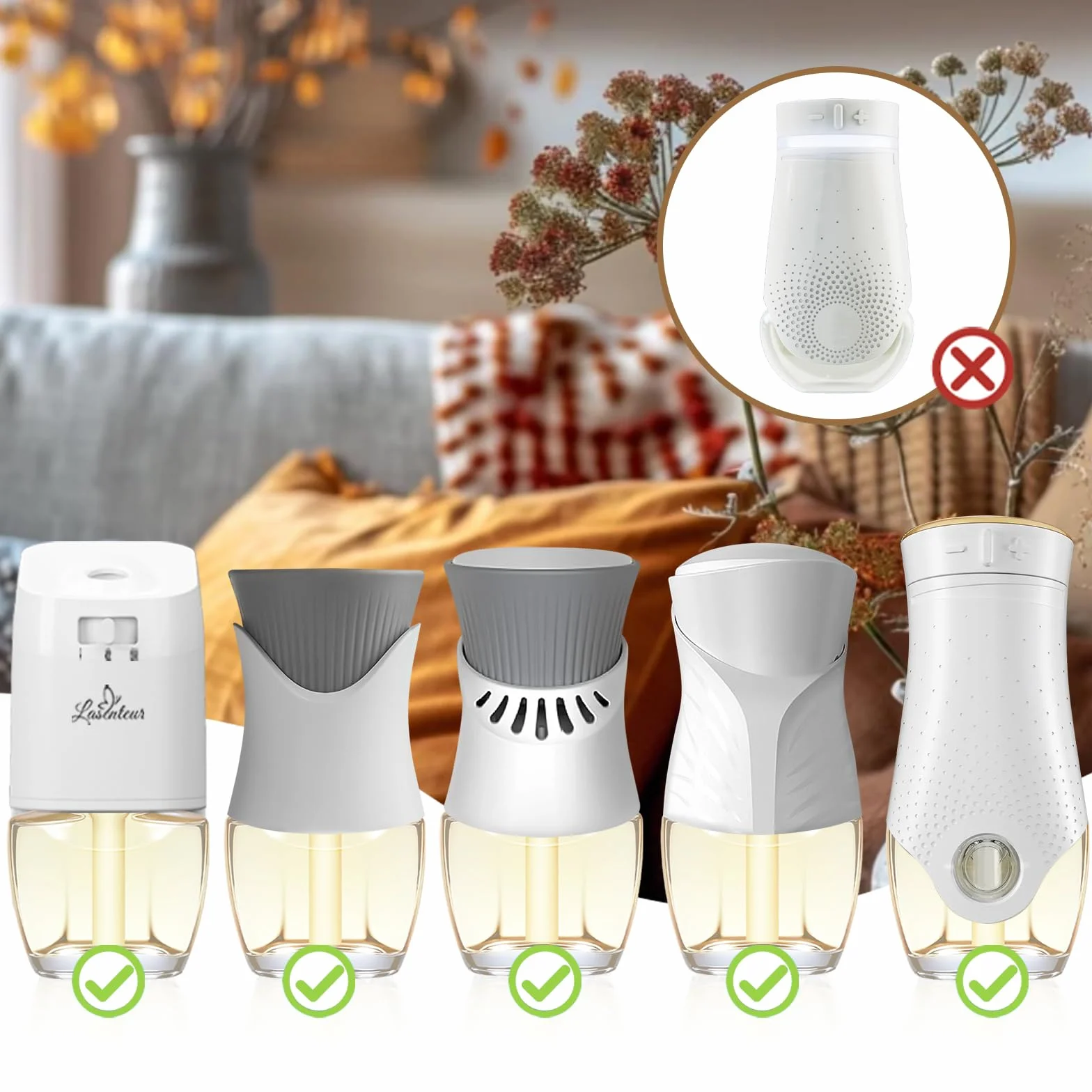 SCENTORINI Wkład do napełniania olejkiem zapachowym, kompatybilny z wtyczkami zapachowymi Air Wick i Glade, 12 x 19 ml, żar kominkowy, zimowy poranek, prażone kasztany, wieniec bożonarodzeniowy