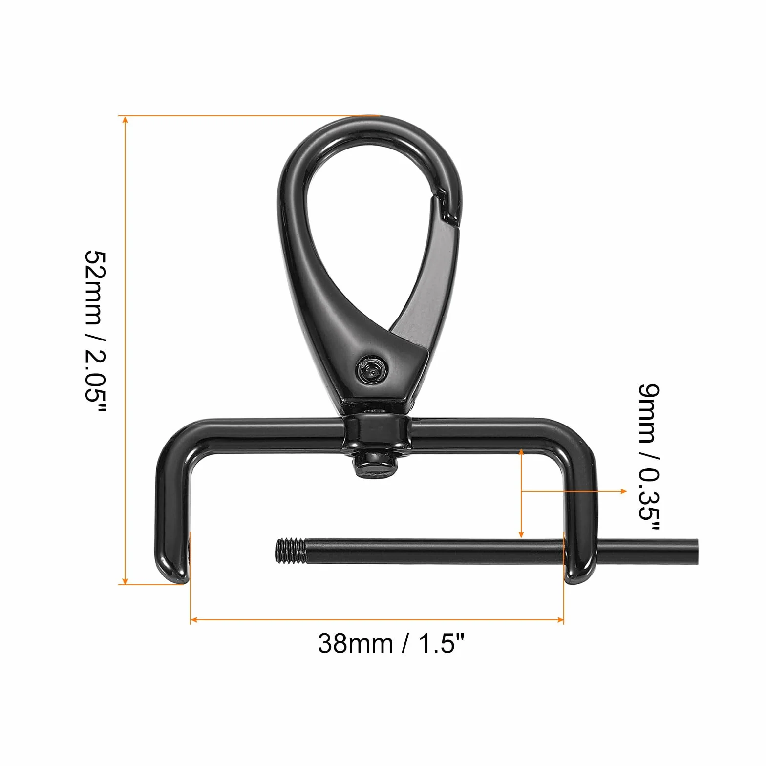 QUARKZMAN 2 szt. Obrotowe zapięcia na haczyk 38 mm (1-1/2") D pierścień odpinany metalowy haczyk zatrzaskowy hak pazur hak ze śrubokrętem do torby na klucze DIY czarny