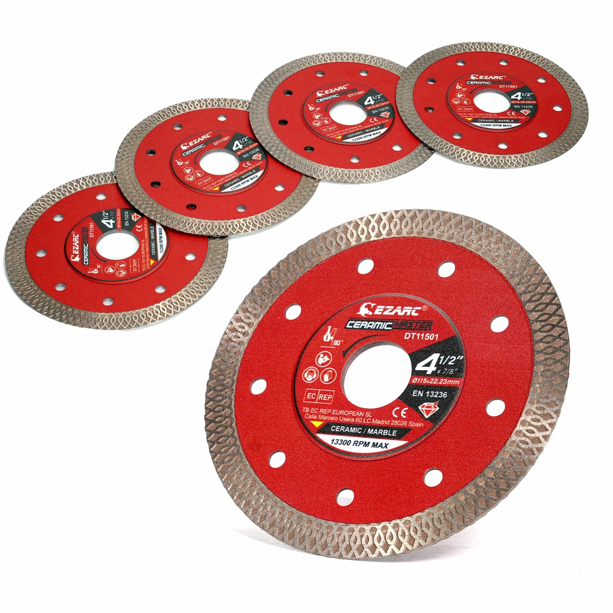 EZARC Diamentowa tarcza do cięcia 115 mm, super cienka tarcza diamentowa, tarcza do cięcia płytek szlifierskich kątowych, do płytek, ceramiki, marmuru (5 sztuk)