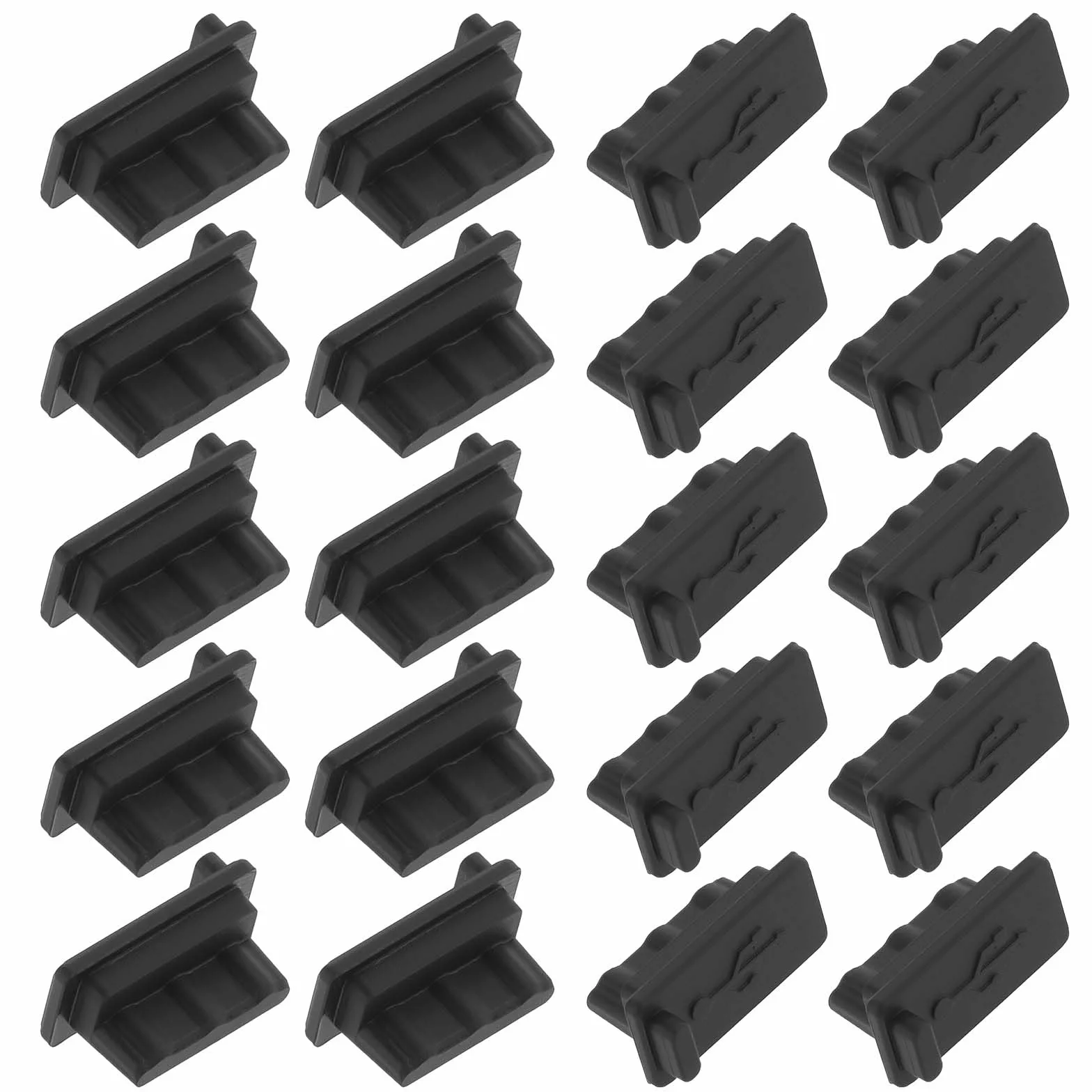 20 sztuk zatyczek ochronnych USB, zatyczki przeciwpyłowe typu USB-A, silikonowe, chronią każde złącze USB-A, zatyczki chroniące przed kurzem, nadają się do laptopów i komputerów stacjonarnych (czarne)