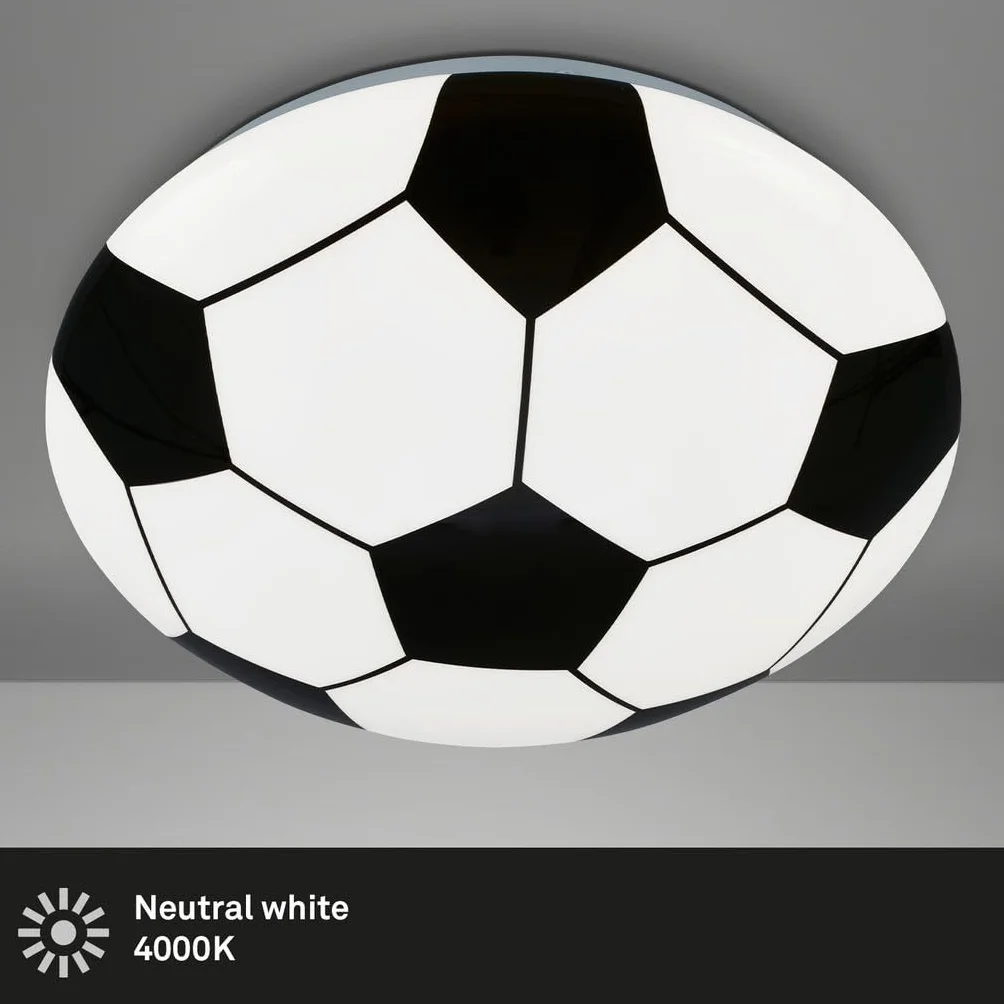 BRILONER - lampa sufitowa LED piłka nożna, lampa piłka nożna, lampa do pokoju dziecięcego, lampa sufitowa do pokoju dziecięcego, szkło, 12 watt, 275x65 mm