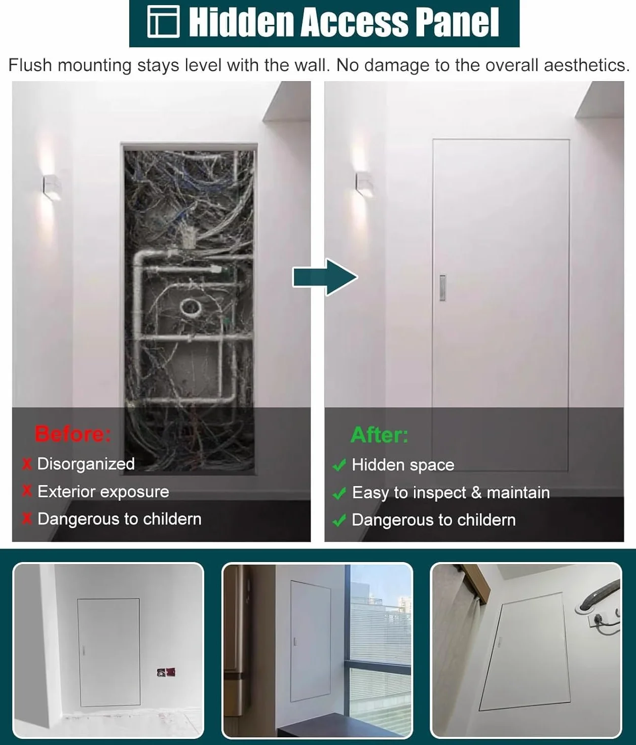Zdejmowana wykładzina dostępowa Panel dostępu do płyt gipsowo-kartonowych, rama aluminiowa, panel dostępu do płyt kartonowo-gipsowych, odpowiedni do użytku wewnątrz i na zewnątrz(60x100cm (24x40in))