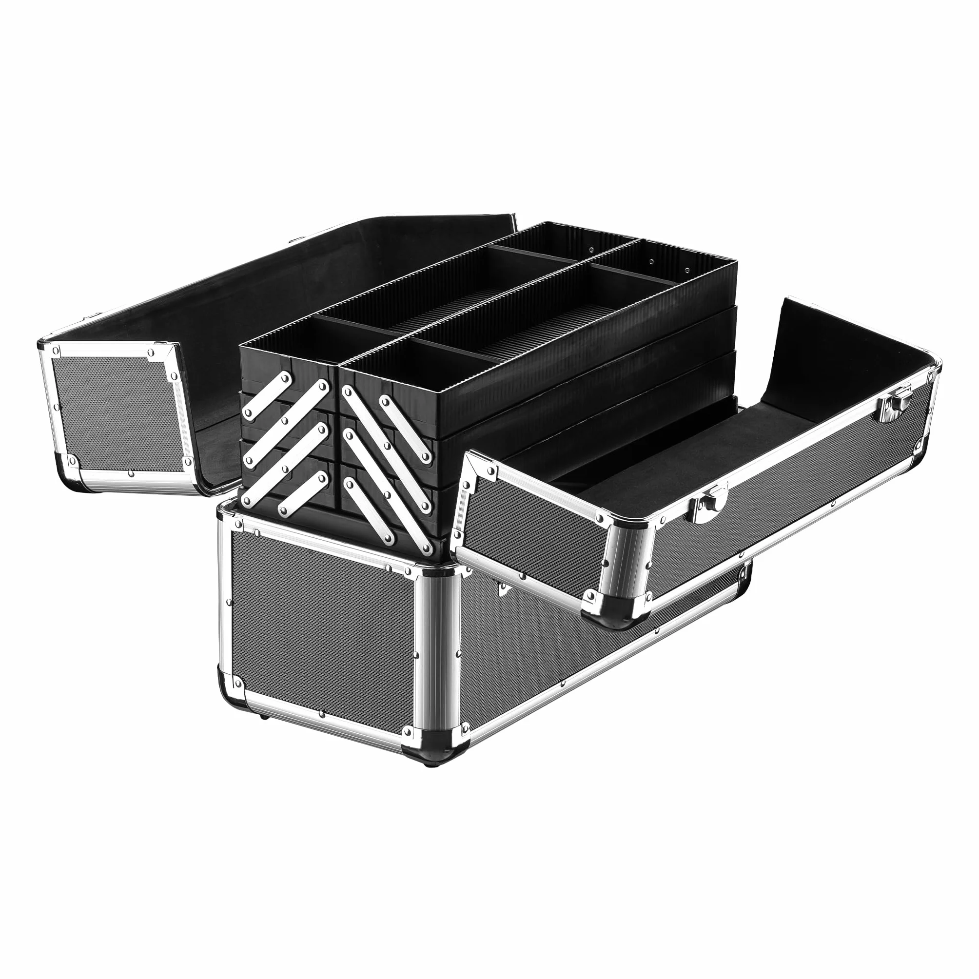 Wiltec Walizka aluminiowa z 12 przegrodami 45x32x22,5cm ze stalowymi rogami, aluminiową ramą i 2 kluczykami skrzynka na narzędzia