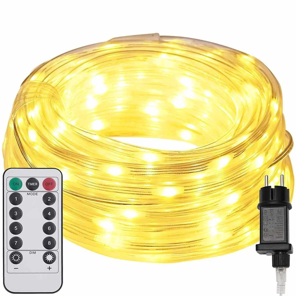 vidaXL Lina świetlna z 240 diodami LED Ciepła biel 10 m PVC, Oświetlenie LED, elastyczne lampki na żyłce, dekoracyjne świetlne akcenty, do domu i ogrodu, idealne na Święta