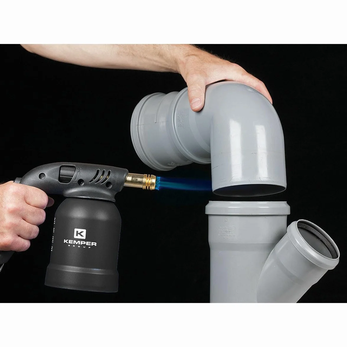 Profesjonalna lampa lutownicza gazowa Użycie 360° Zapłon piezo + 4 wkłady gazowe przebijalne BLACK EDITION KEMPER
