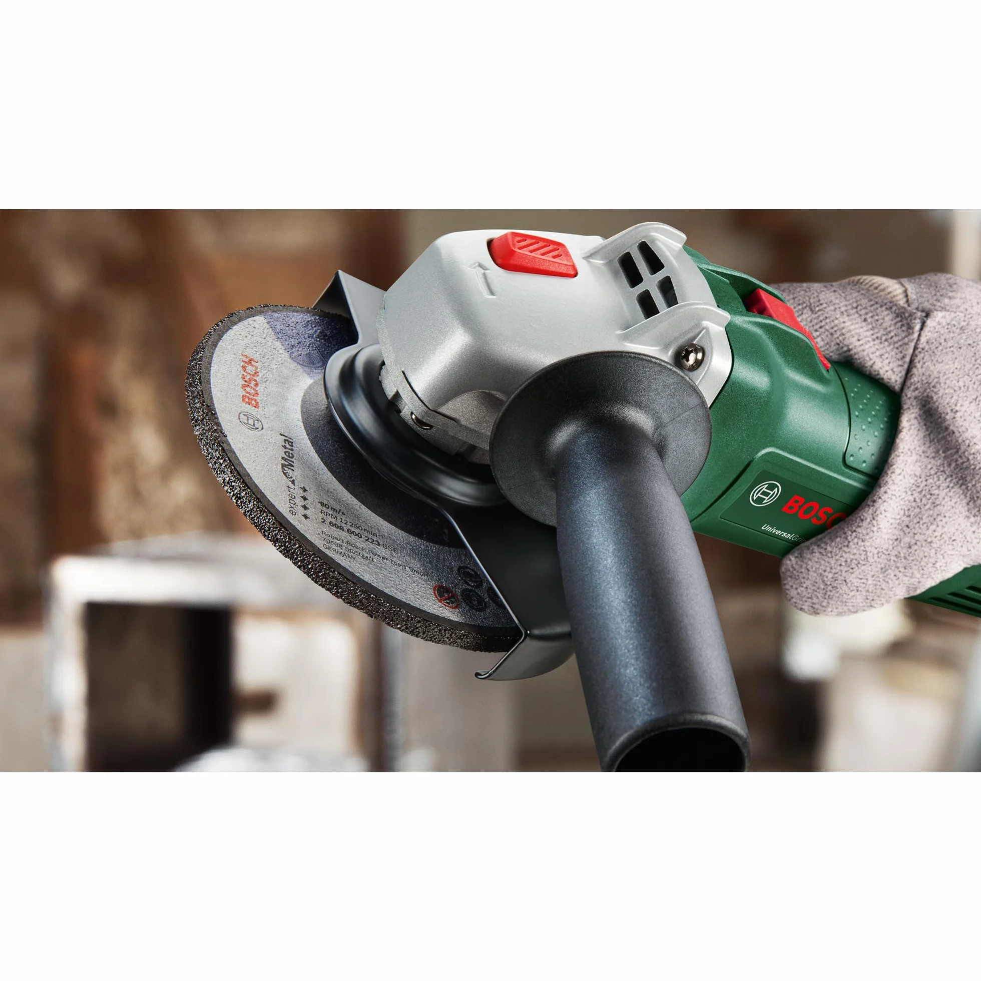 Bosch Mała szlifierka kątowa UniversalGrind 750-125 (750 W, do cięcia, czyszczenia szczotkami i szlifowania, opakowanie kartonowe)