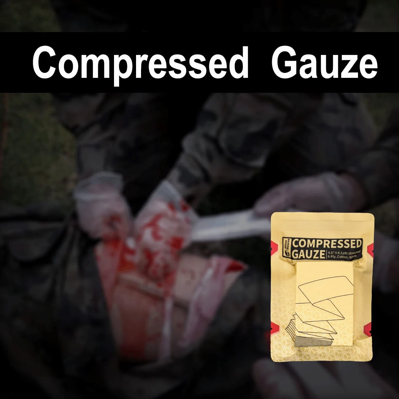 RHINO RESCUE Indywidualny zestaw do kontroli krwawienia, zestaw IFAK, wojskowy zestaw do uzupełniania pierwszej pomocy z opaską uciskową, hemostatyczną gazą, bandaż izraelski 15 cm, 2 skompresowane
