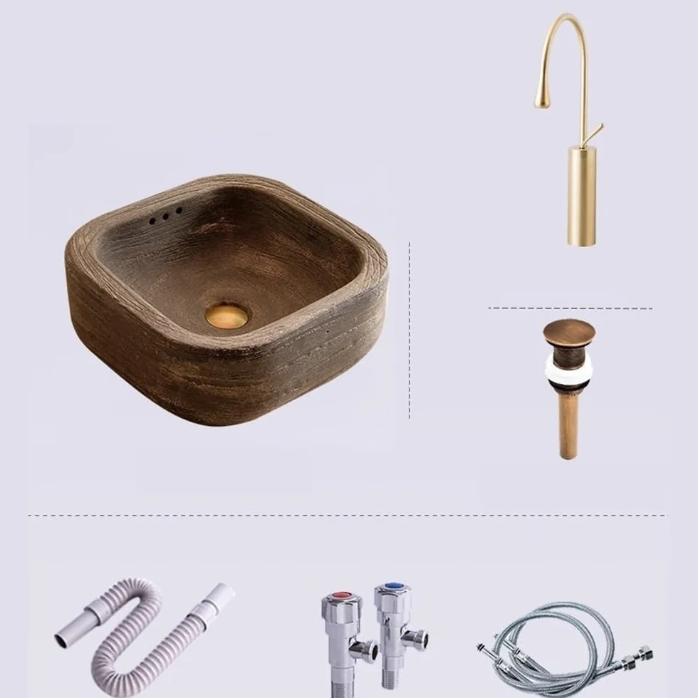 Umywalka Nablatowa Do Łazienki, Mała Umywalka Nablatowa, Ceramiczna, Kwadratowa, Dekoracyjna, Umywalka Łazienkowa, Umywalka Nablatowa